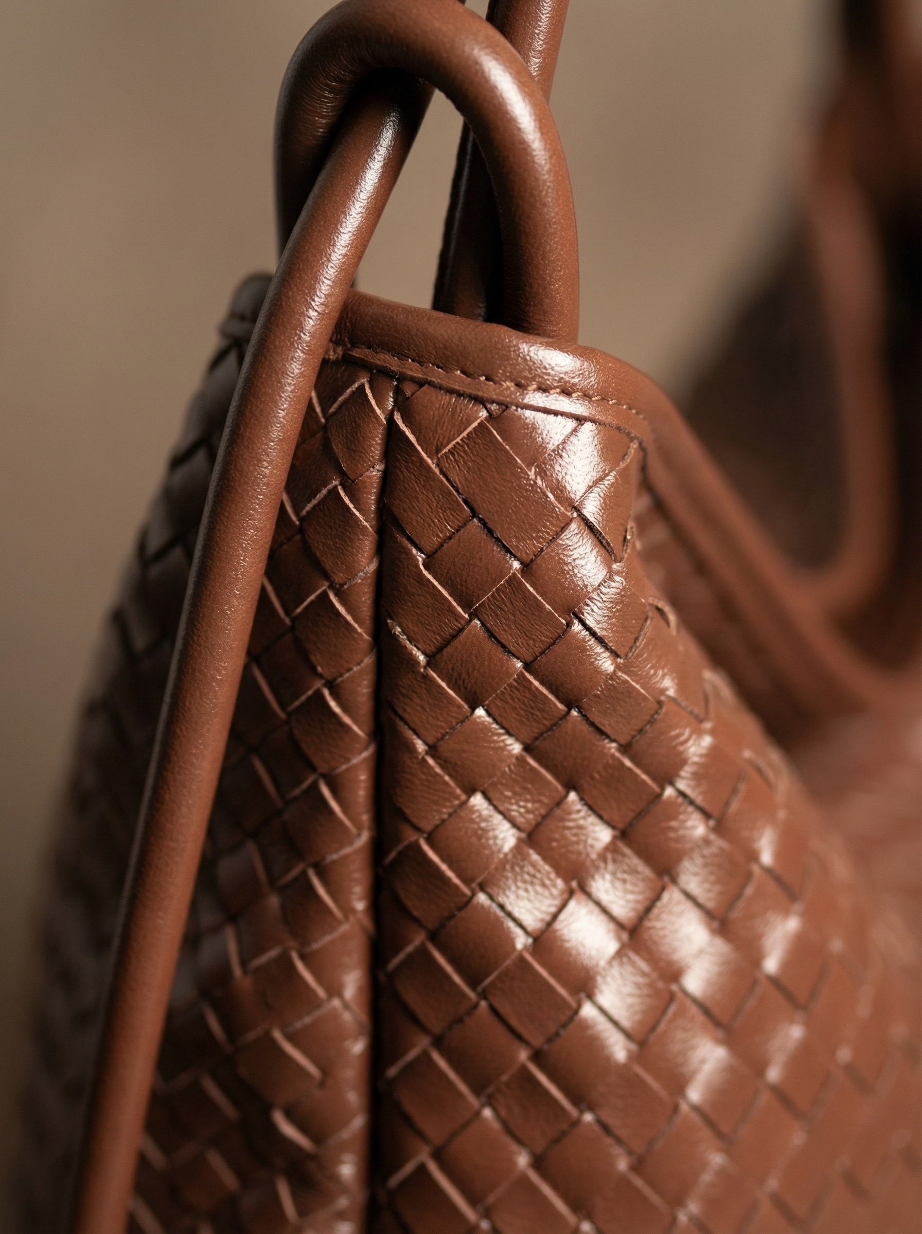 Versa Large Caramel Woven Convertible Leather Tote