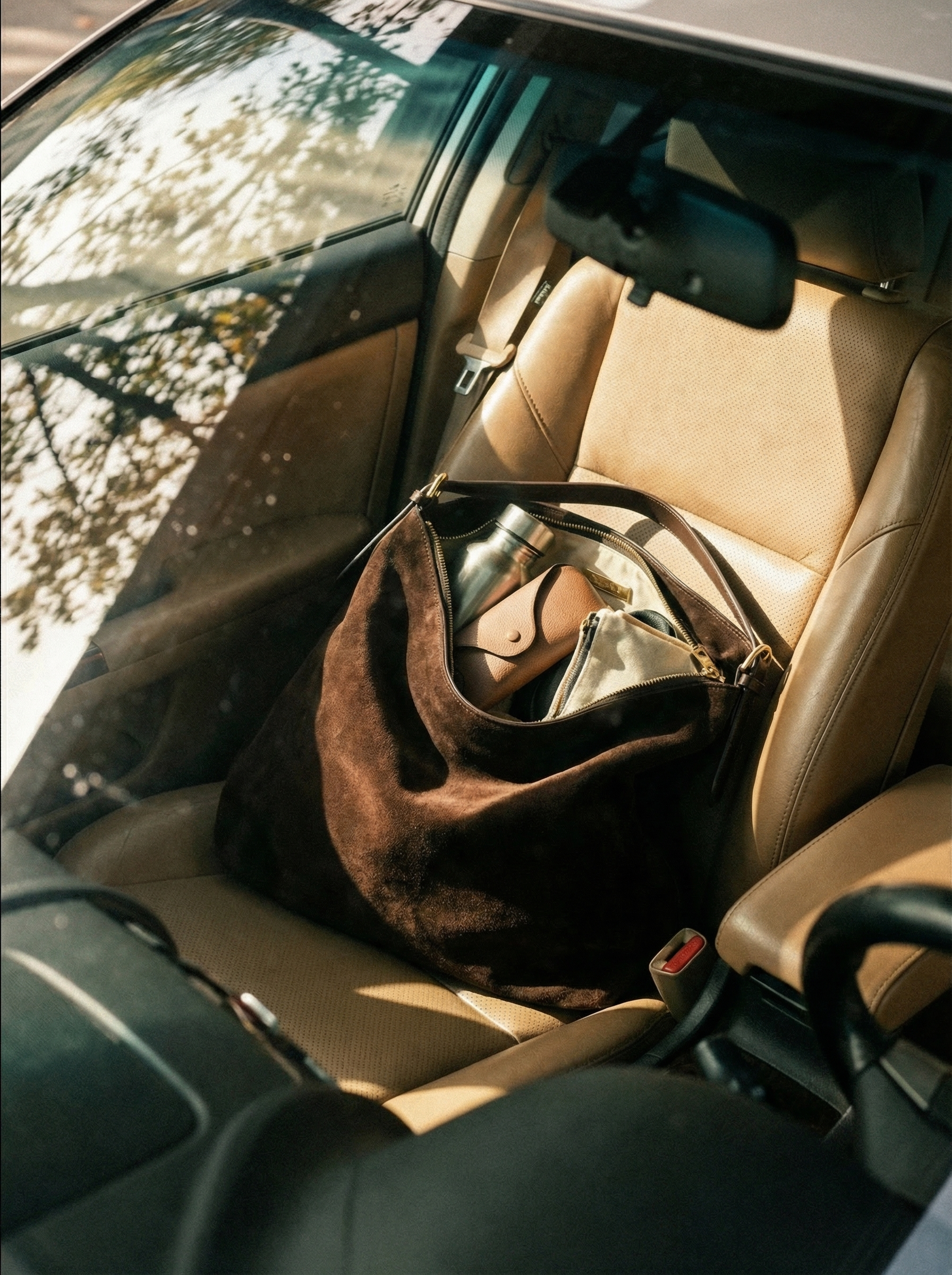 Veluna Dark Chocolate Suede Hobo Bag