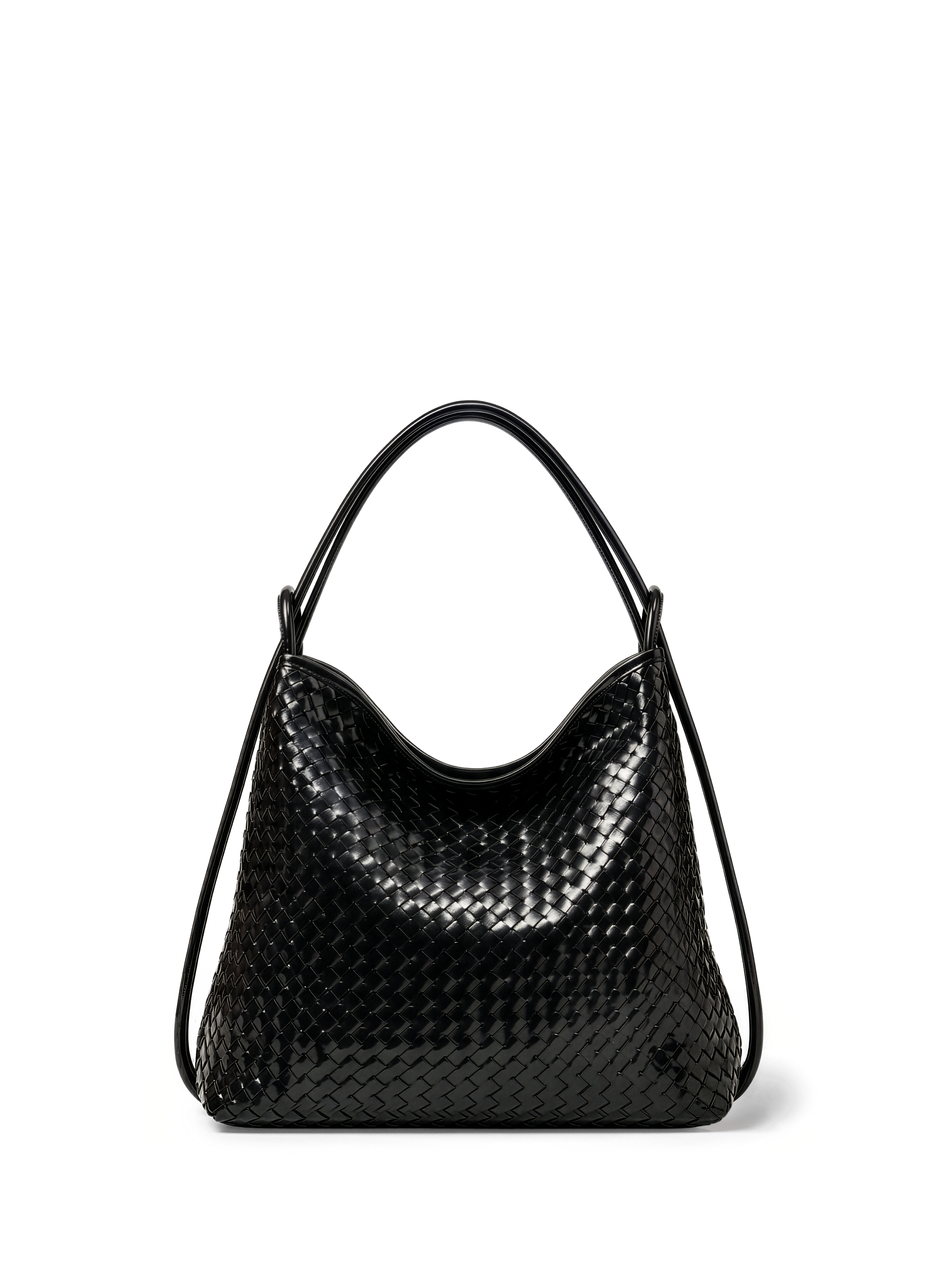 Versa Black Woven Convertible Leather Tote