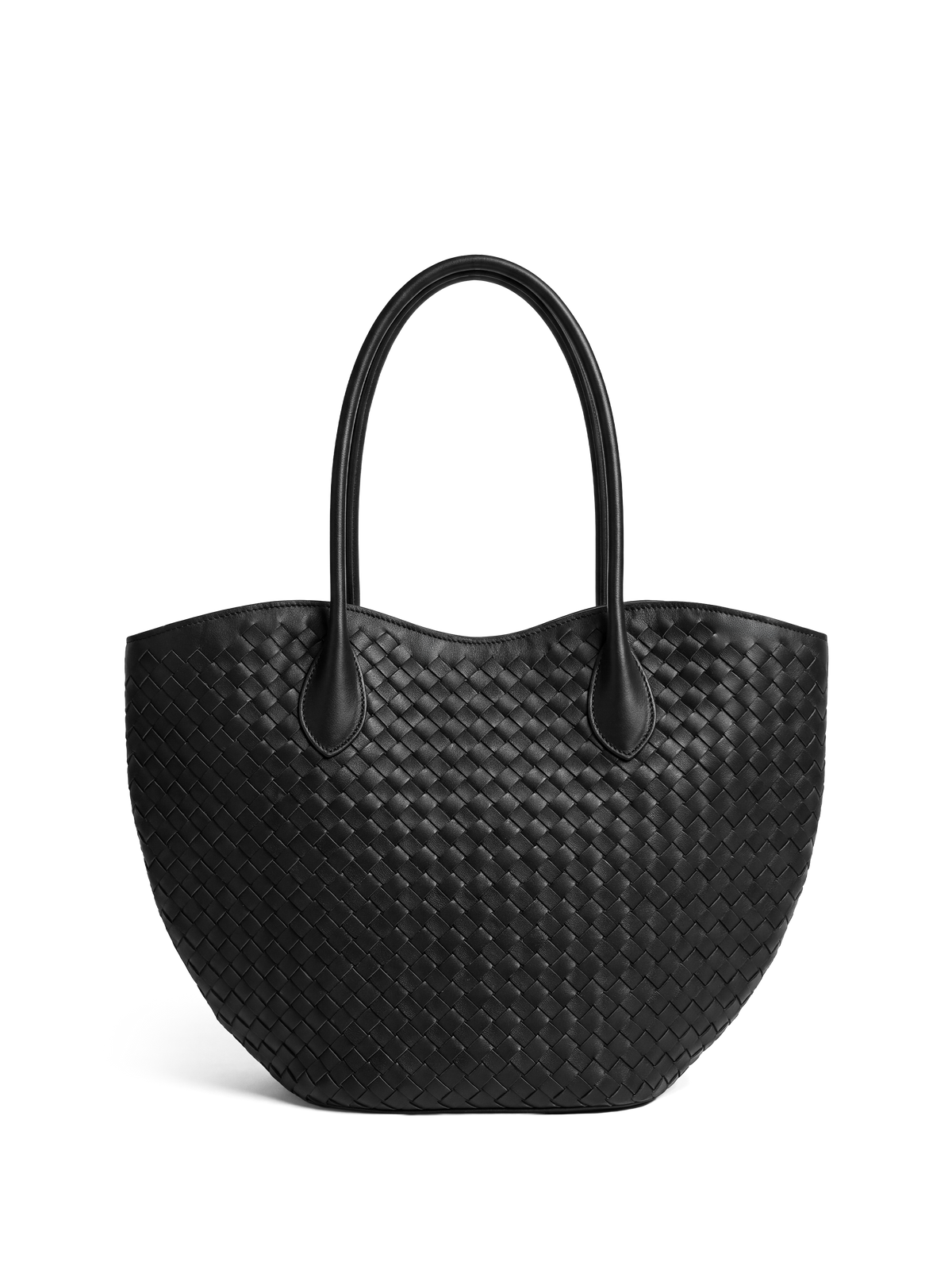 Lumen Black Woven Leather Tote Bag