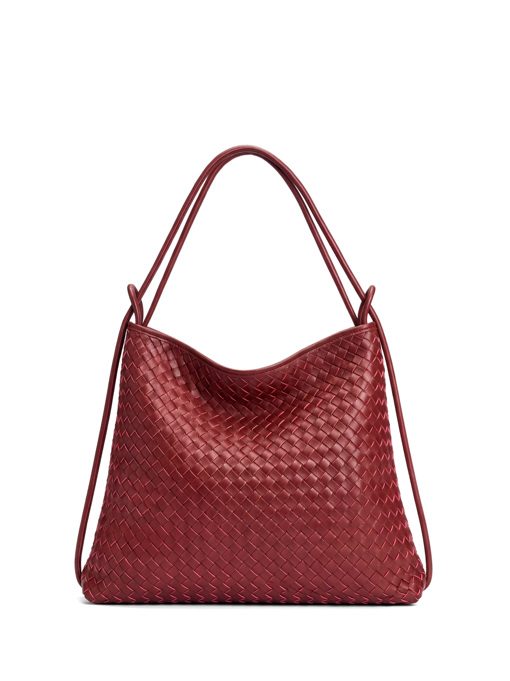 Versa Burgundy Woven Convertible Leather Tote