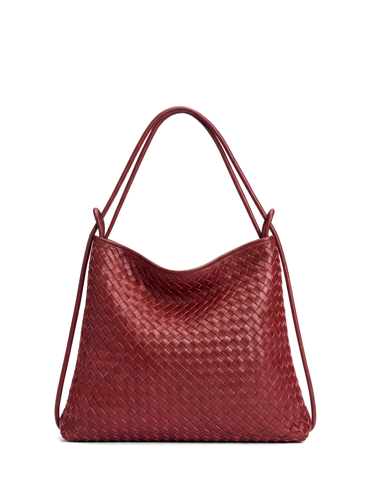 Versa Burgundy Woven Convertible Leather Tote