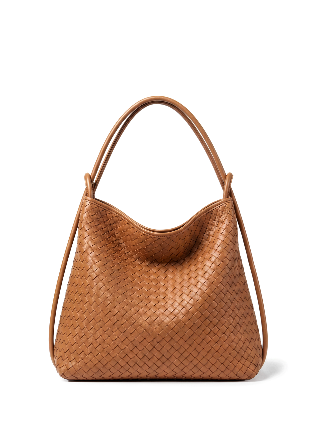 Versa Tan Brown Woven Convertible Leather Tote