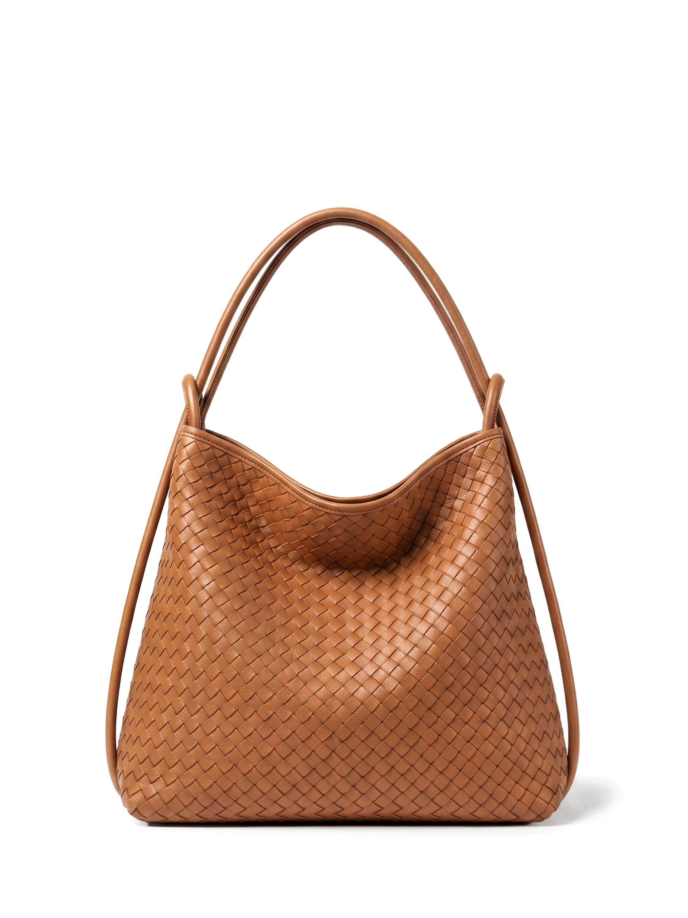 Versa Tan Brown Woven Convertible Leather Tote