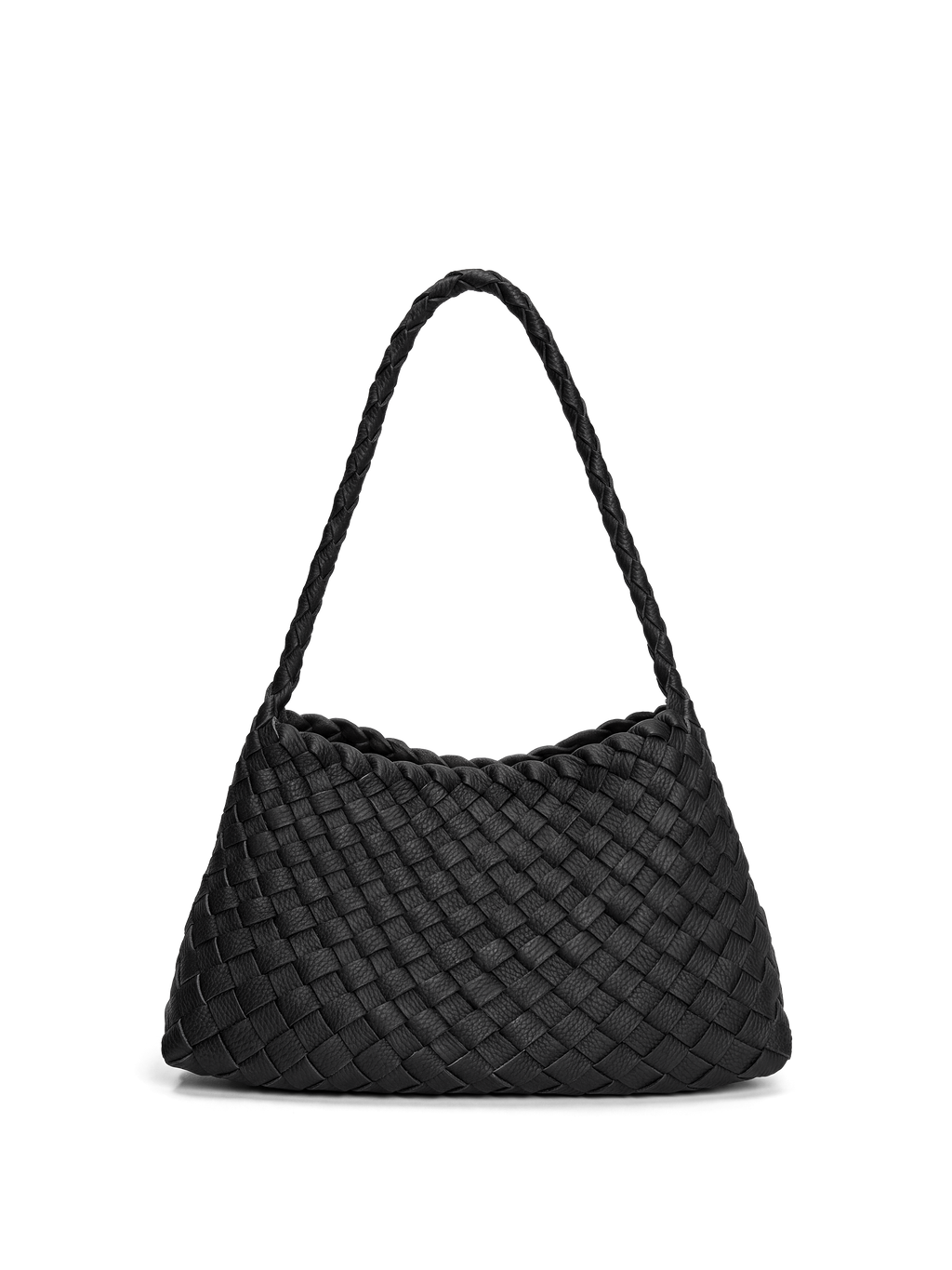 Linea Black Woven Leather Shoulder Bag