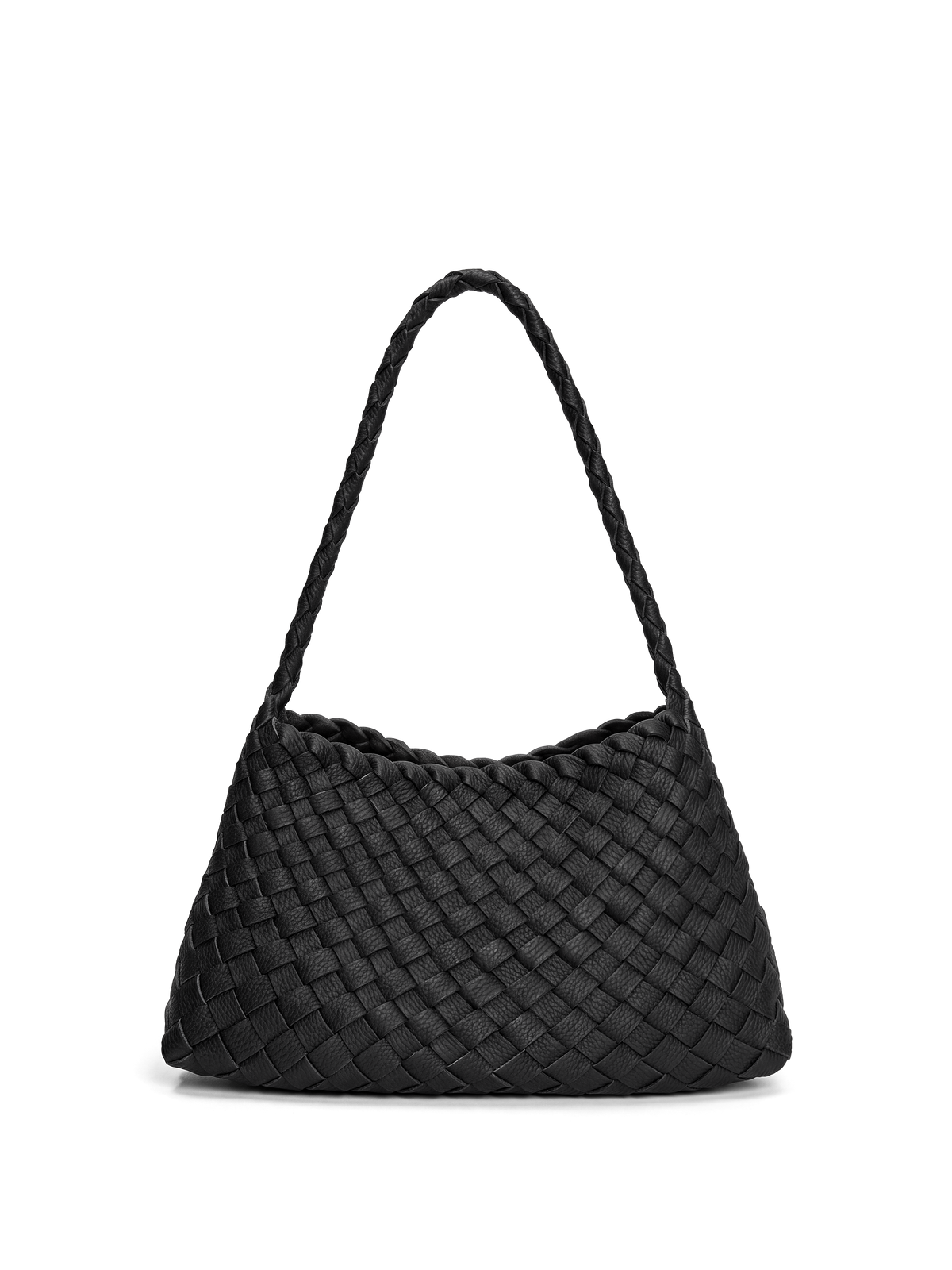 Linea Black Woven Leather Shoulder Bag