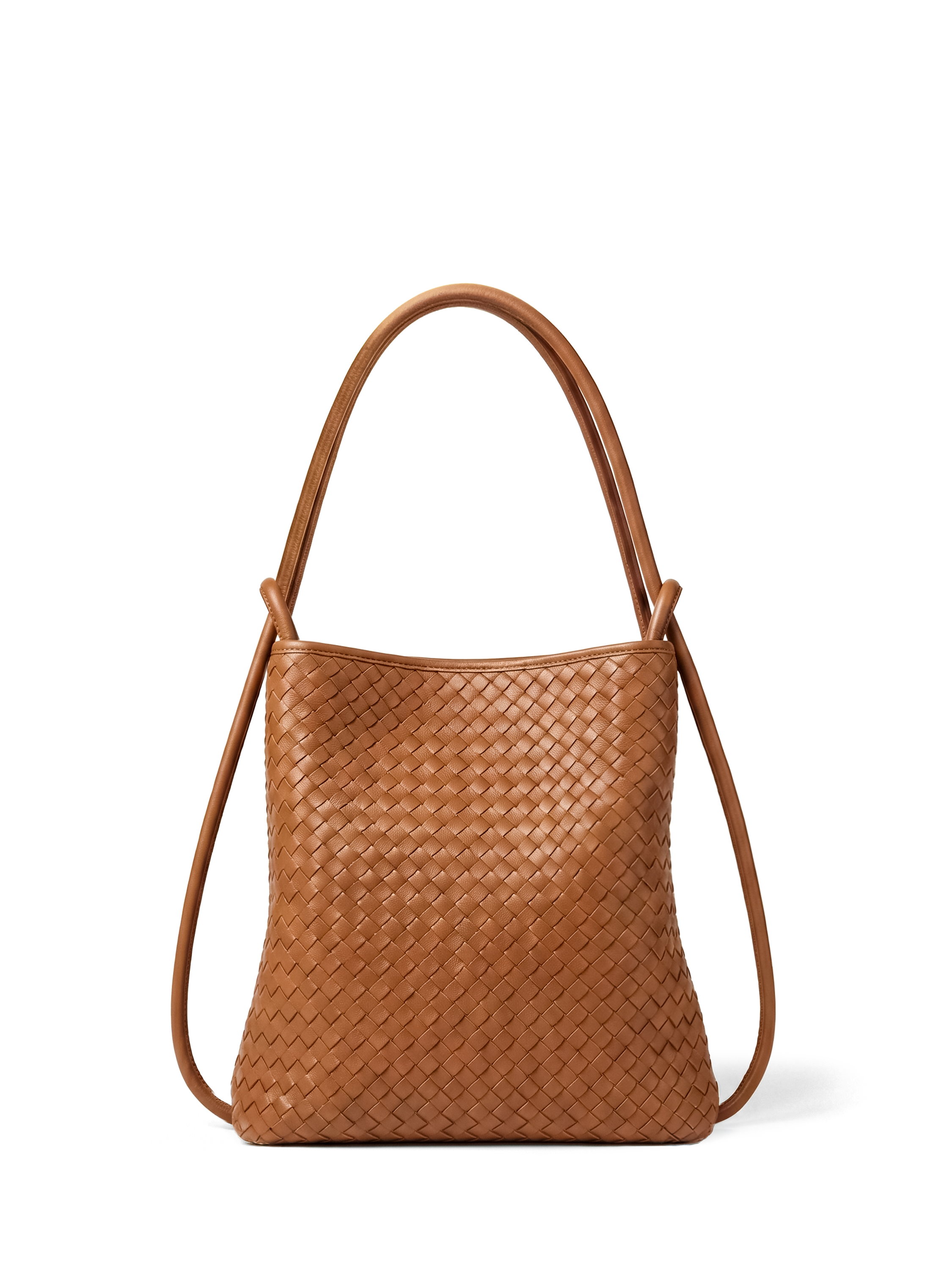 Mini Versa Tan Woven Convertible Leather Tote