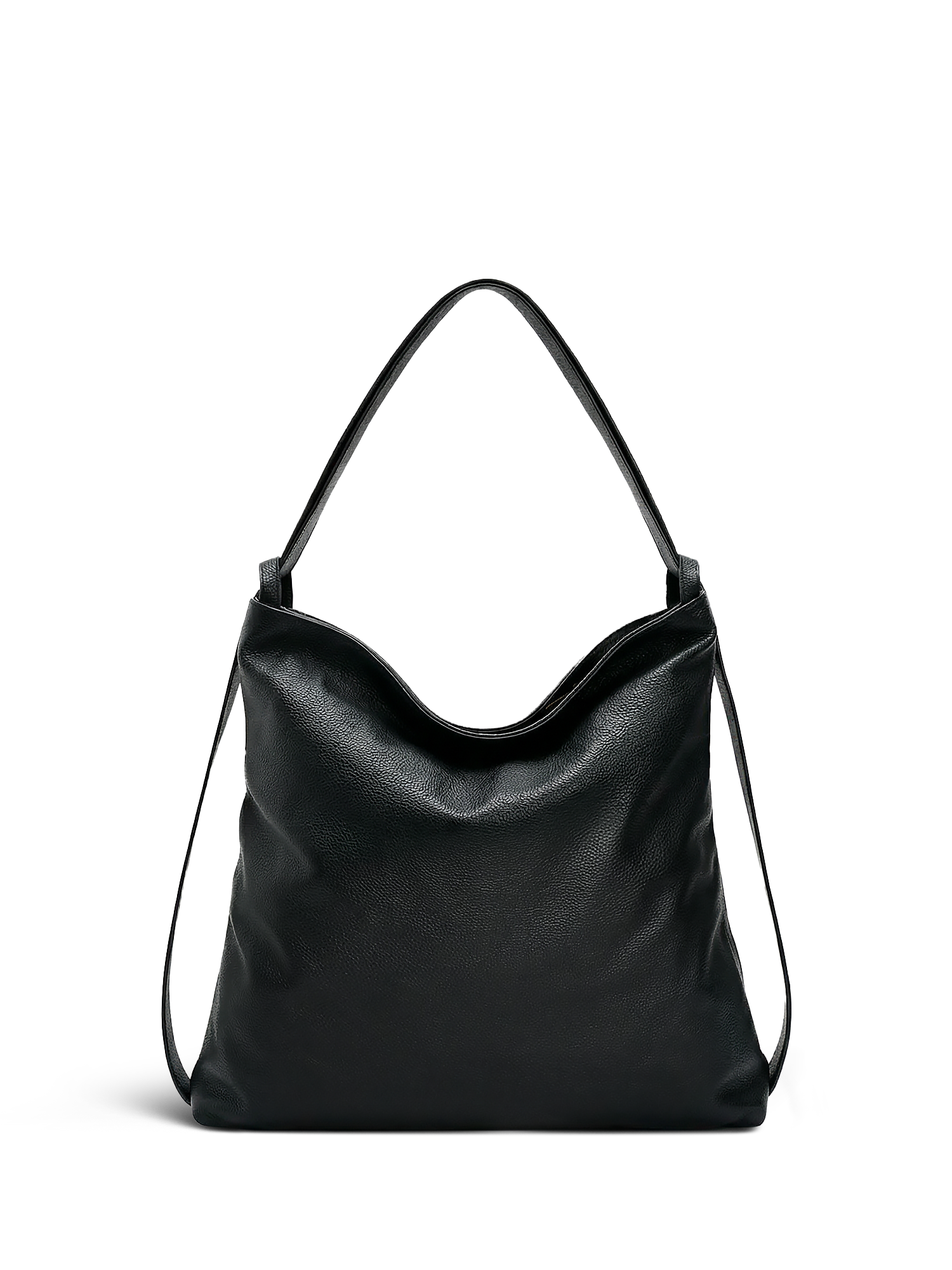 Versa Large Black Convertible Leather Tote