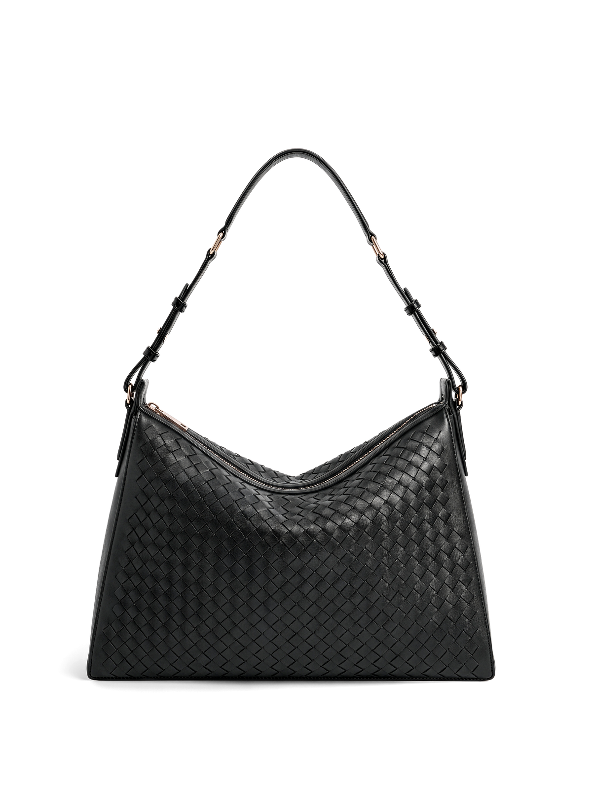Vinci Black Woven Top Handle Bag