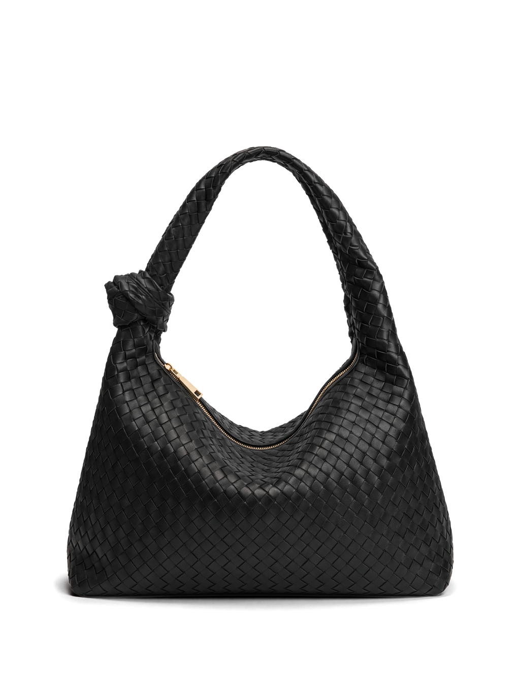 Nodo Black Woven Shoulder Bag