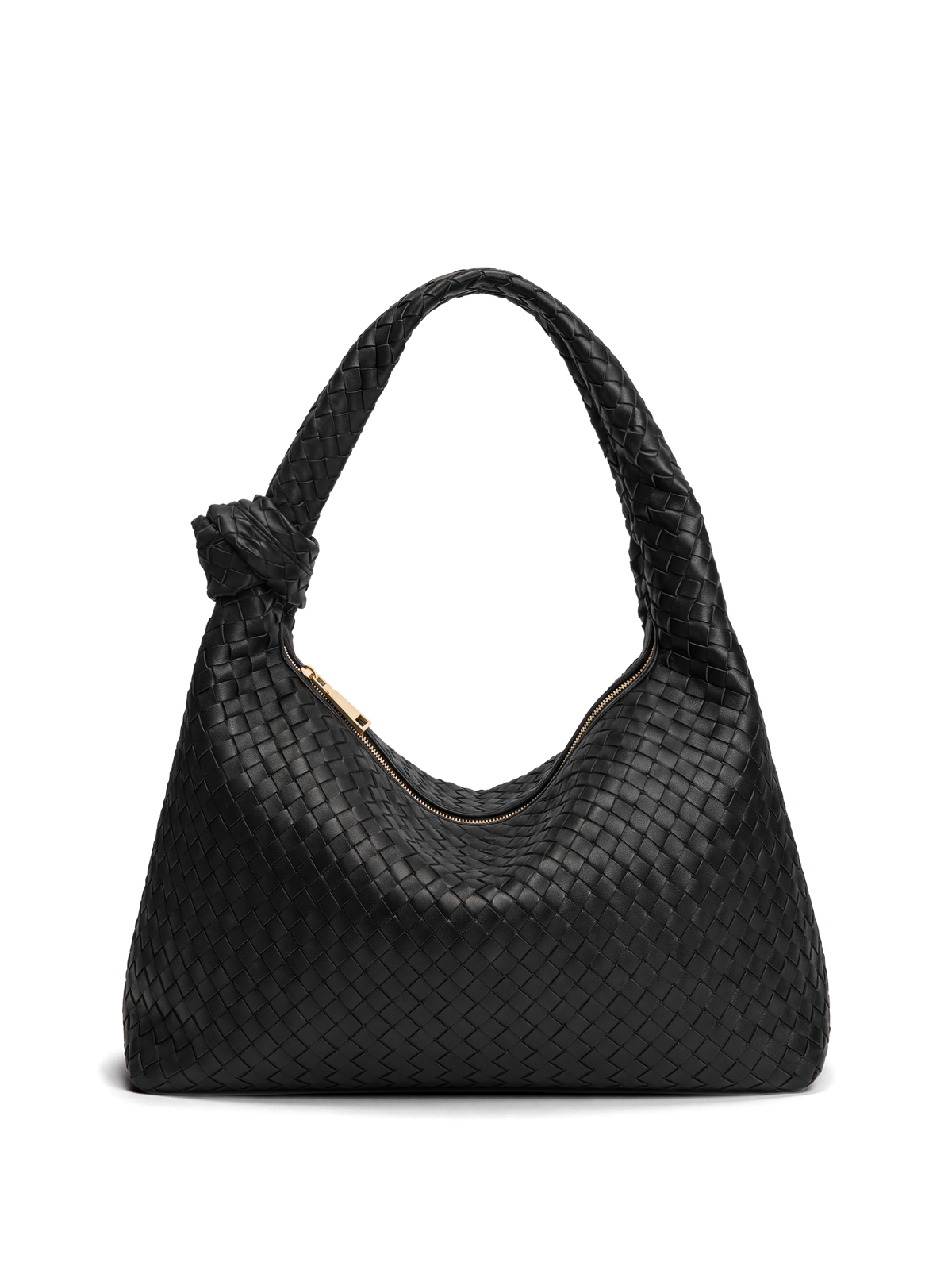 Nodo Black Woven Shoulder Bag