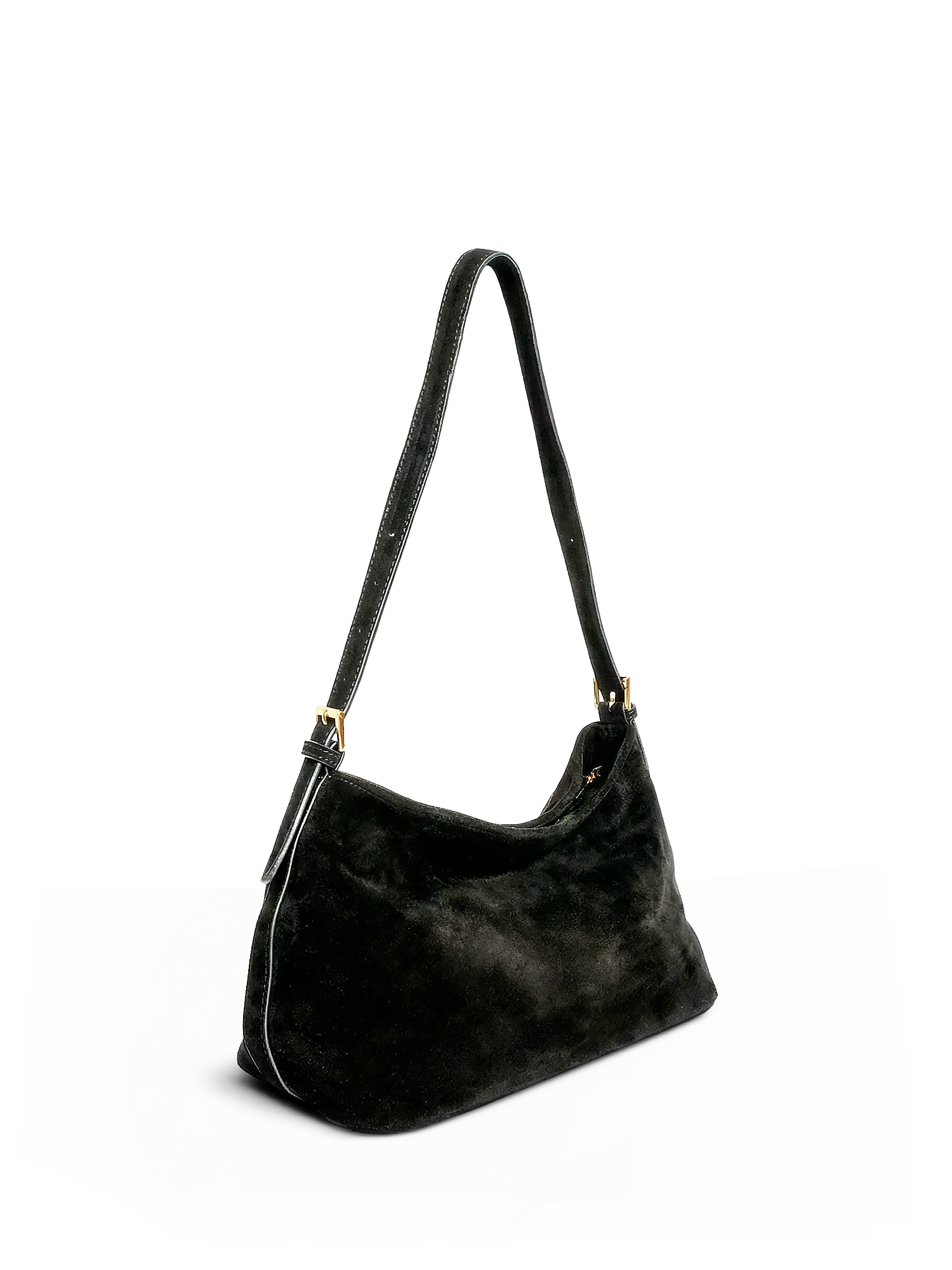 Alessa Black Suede Shoulder Bag