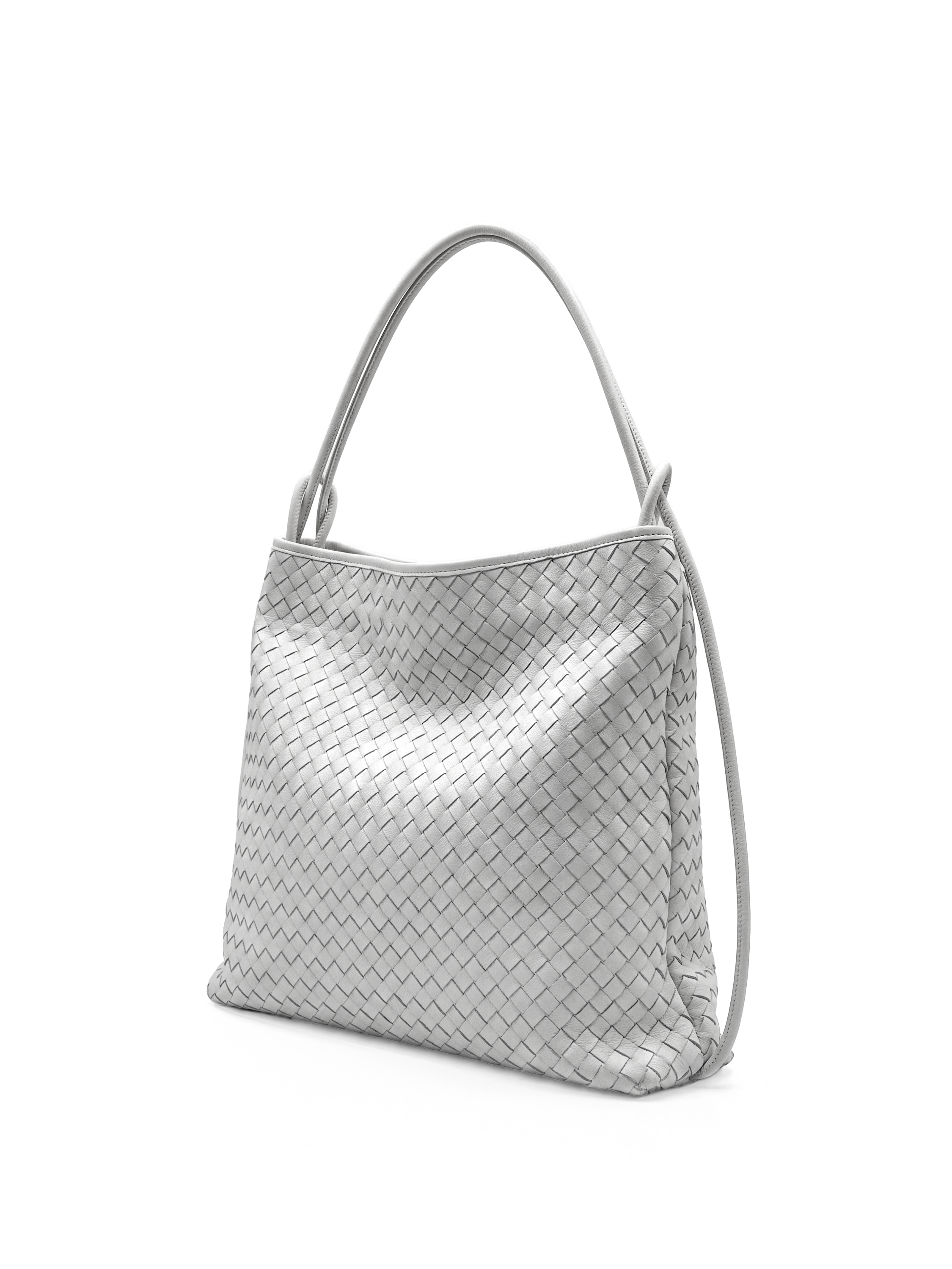 Versa Ivory Premium Woven Convertible Leather Tote