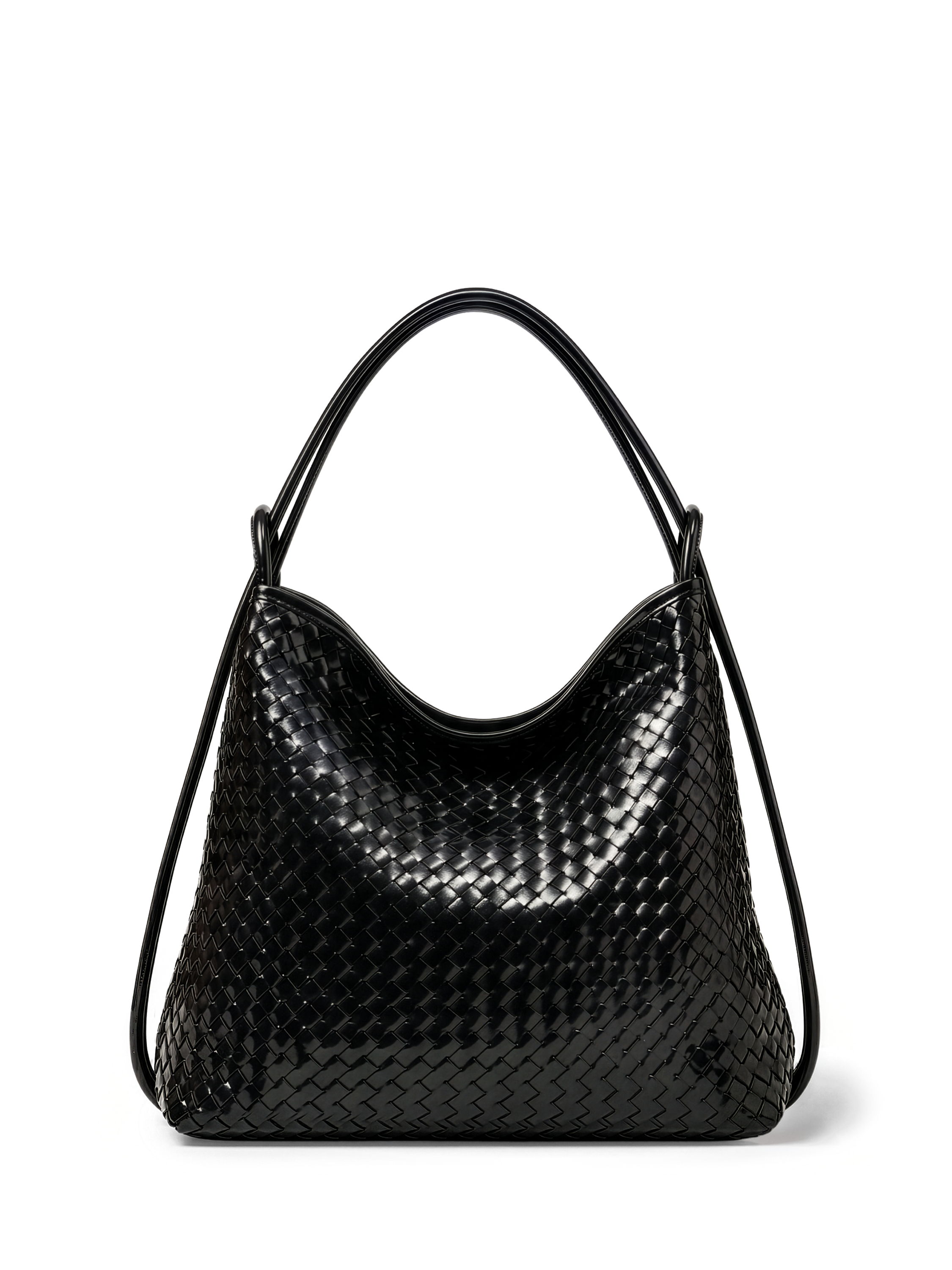 Versa Black Woven Convertible Leather Tote