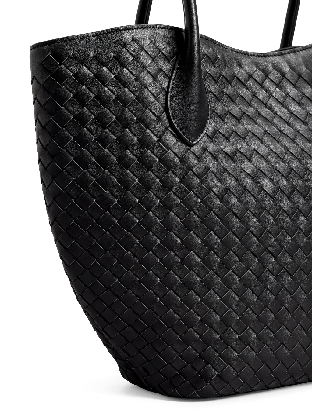 Lumen Black Woven Leather Tote Bag