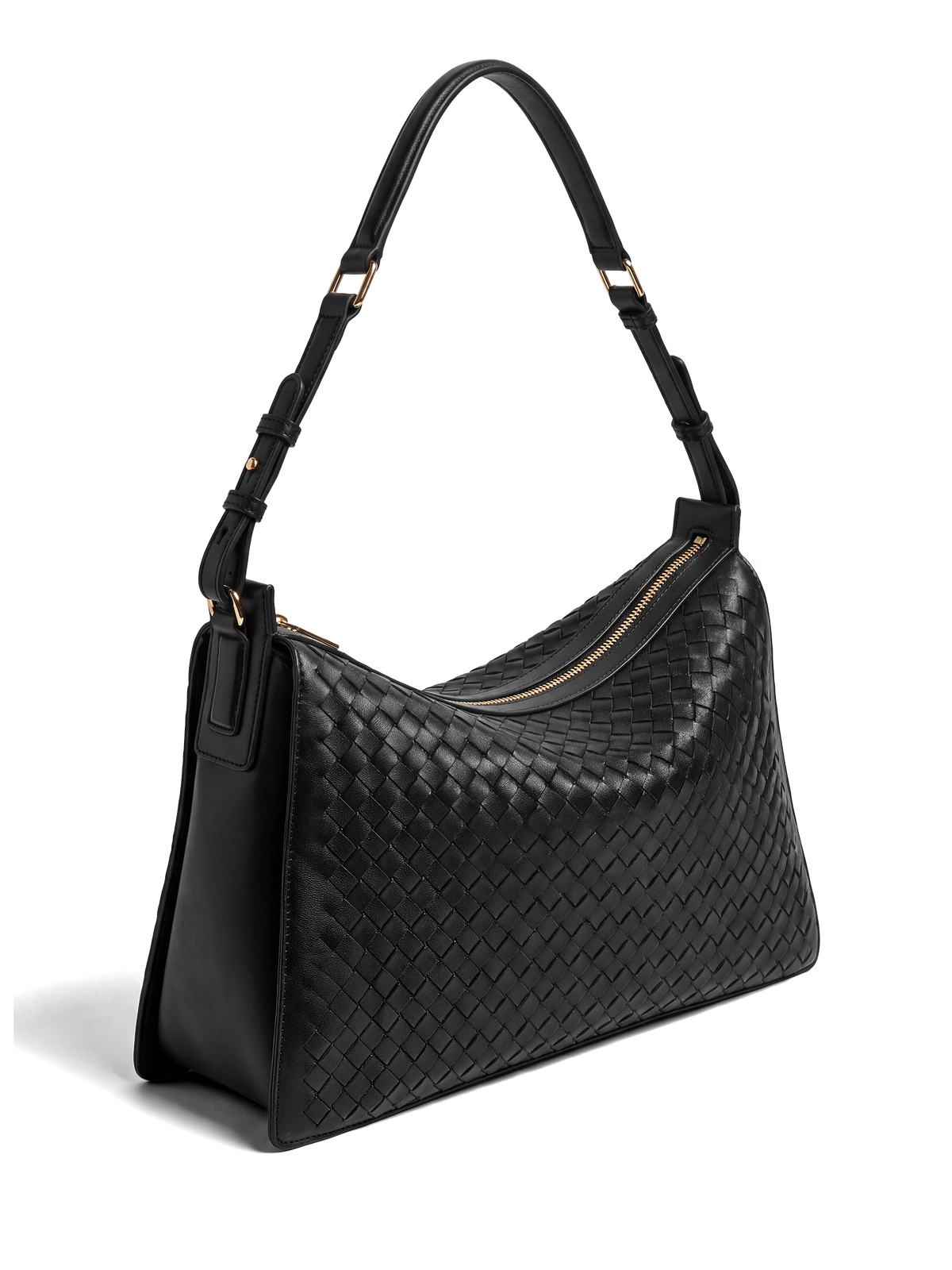 Vinci Black Woven Top Handle Bag