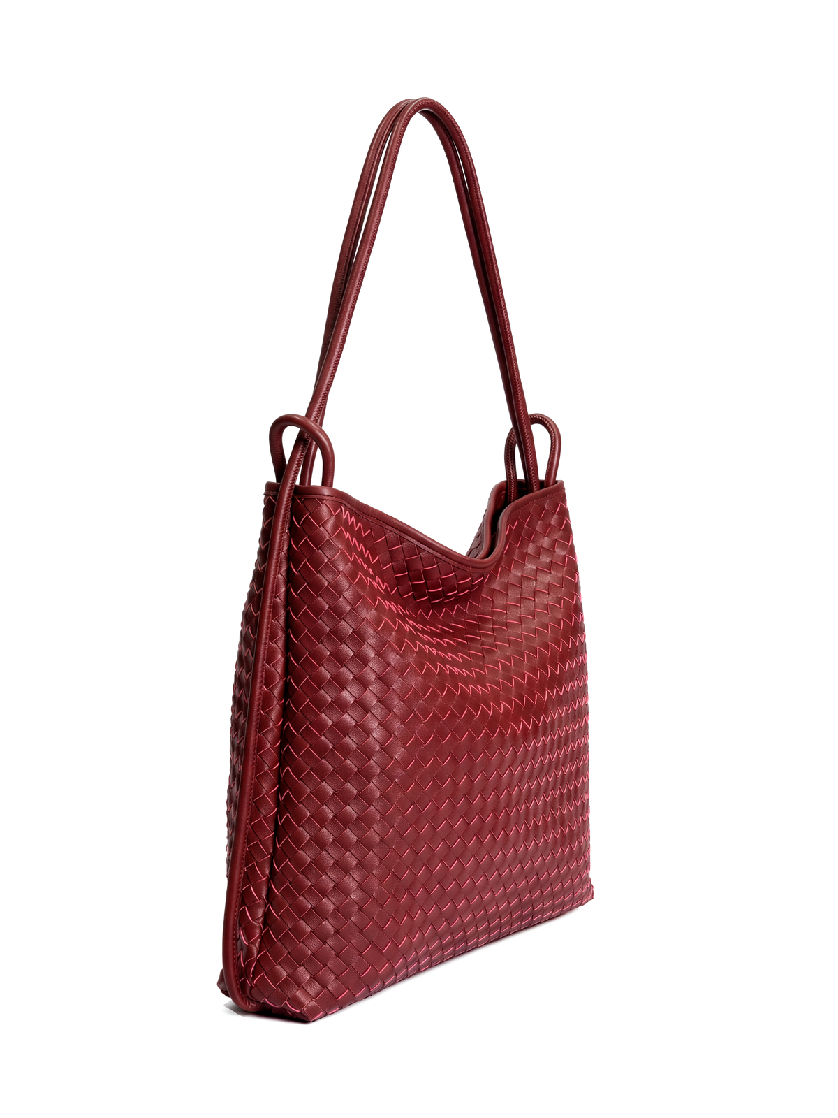 Versa Burgundy Woven Convertible Leather Tote