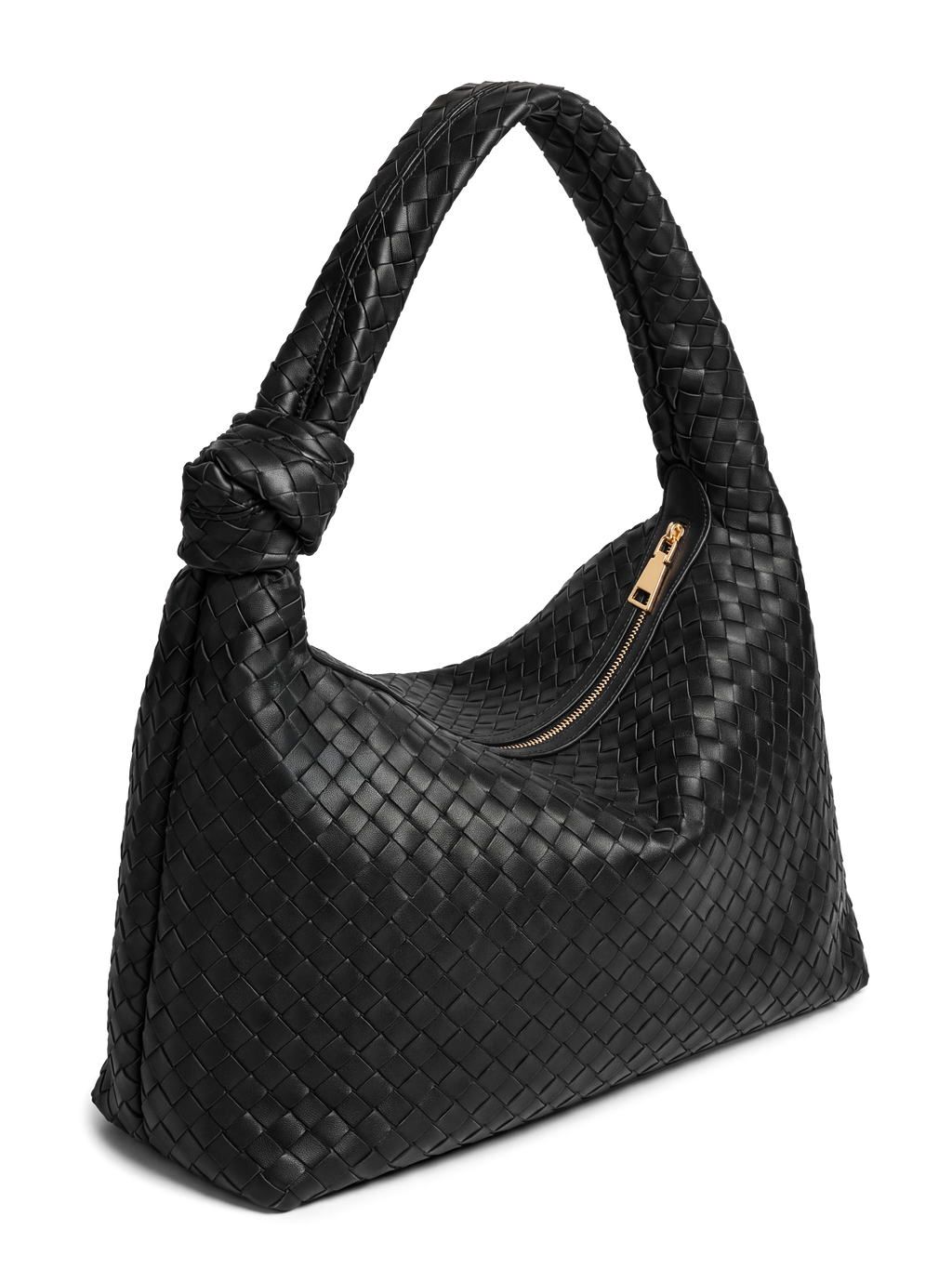 Nodo Black Woven Shoulder Bag