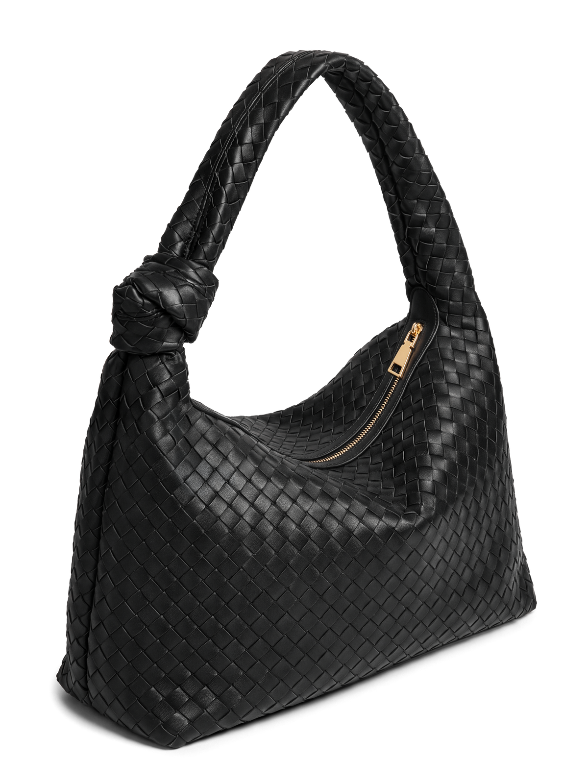 Nodo Black Woven Shoulder Bag