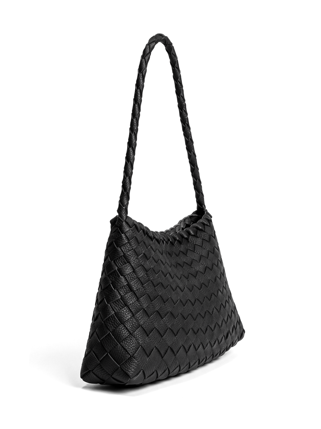 Linea Black Woven Leather Shoulder Bag