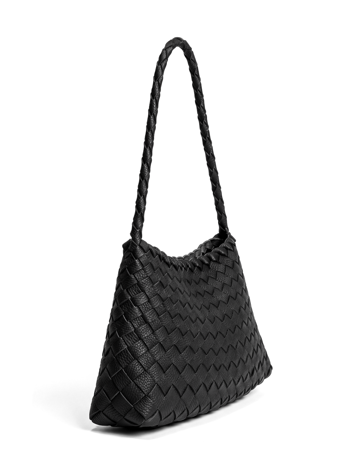 Linea Black Woven Leather Shoulder Bag