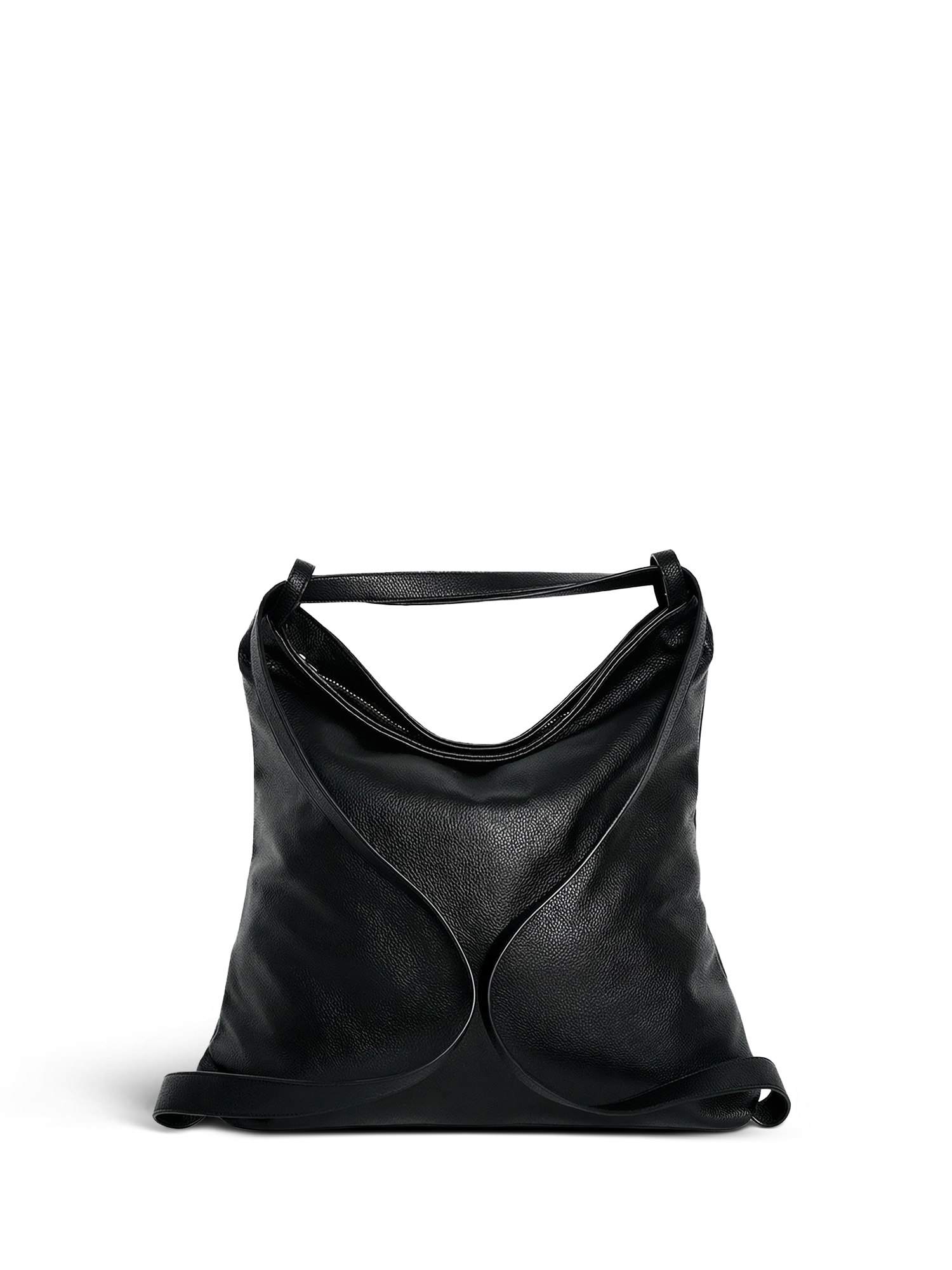 Versa Large Black Convertible Leather Tote