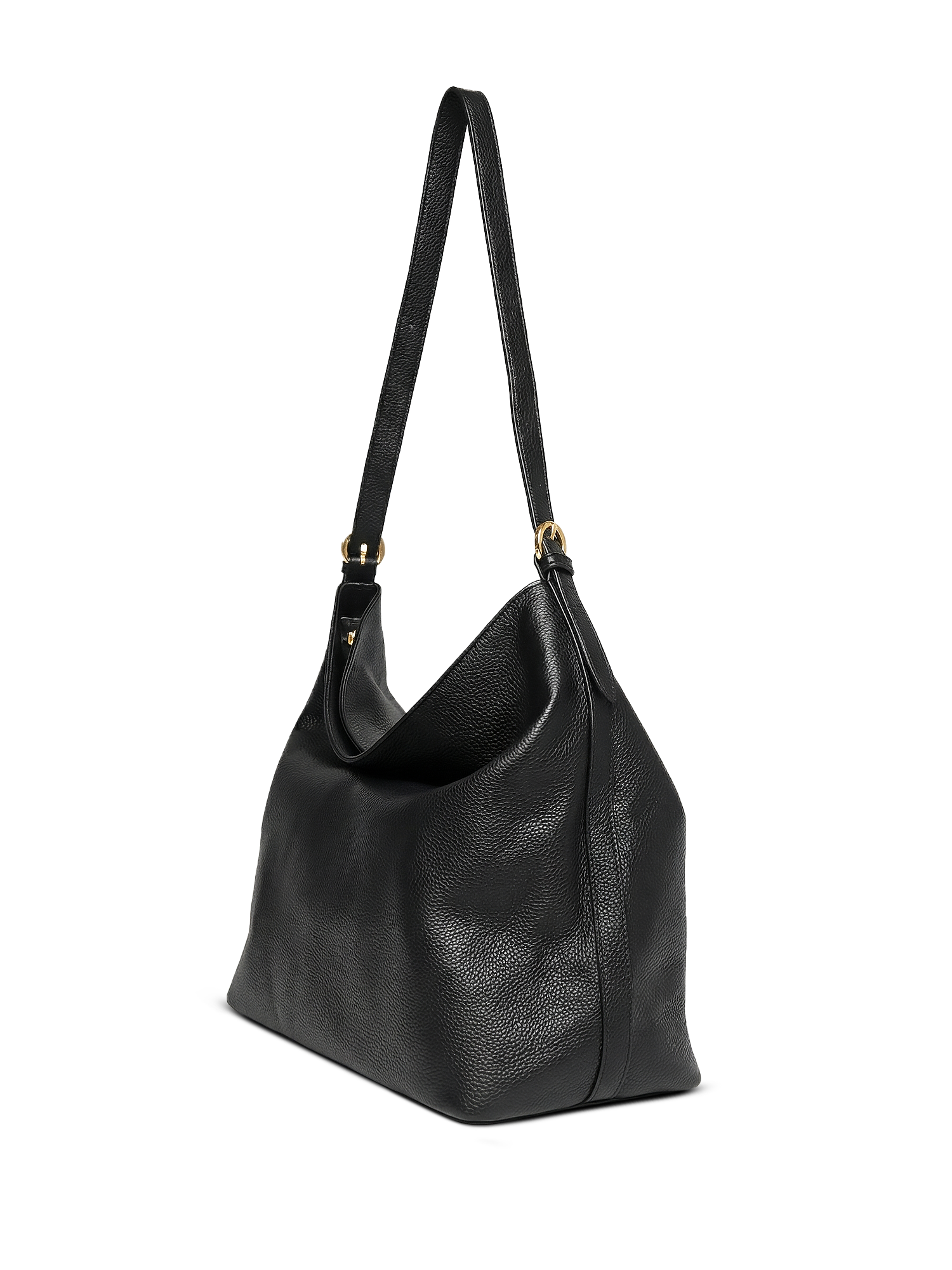 Veluna Black Leather Hobo Bag