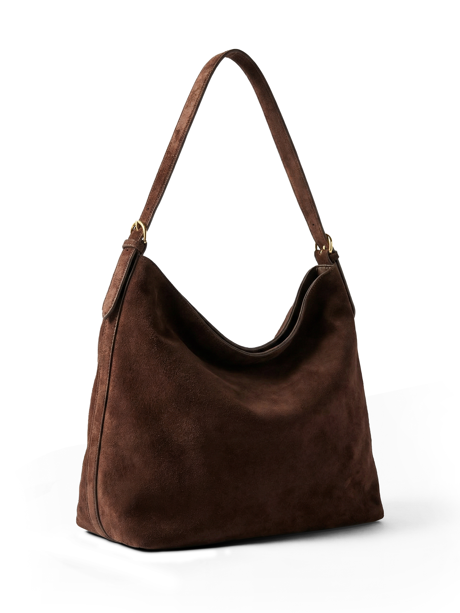 Veluna Dark Chocolate Suede Hobo Bag