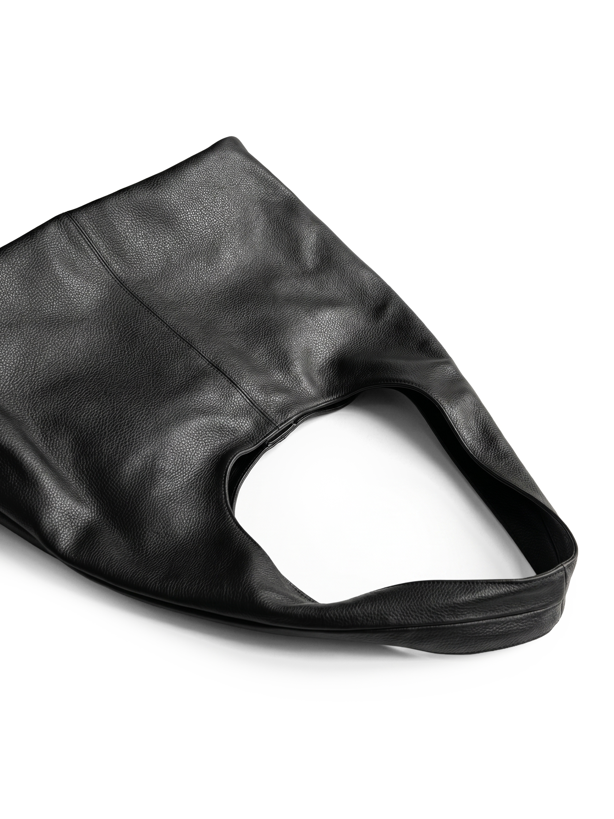Alba Black Slouchy Leather Tote with Pouch