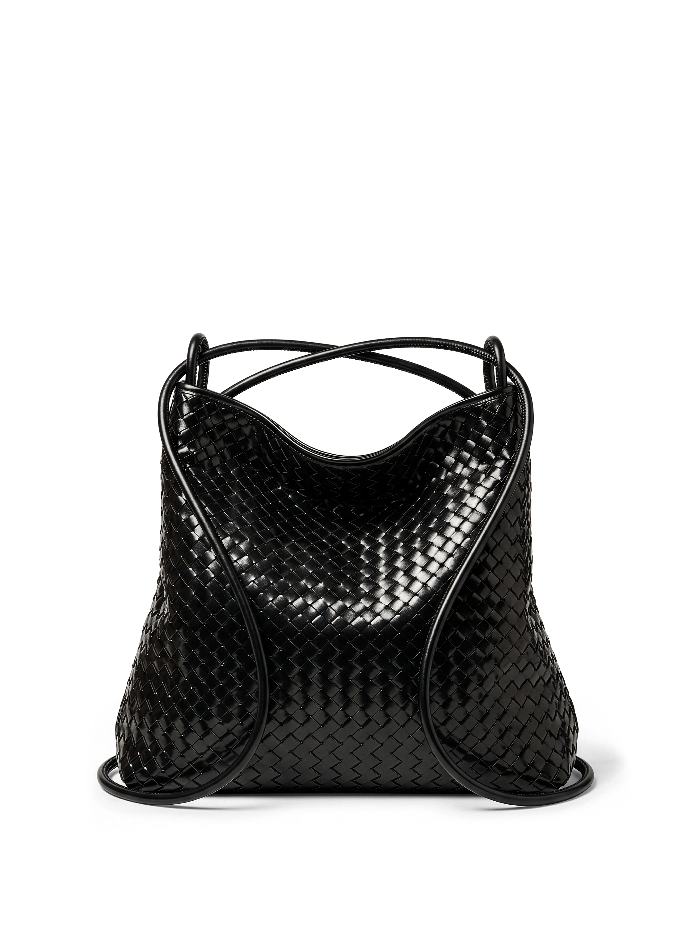 Versa Black Woven Convertible Leather Tote