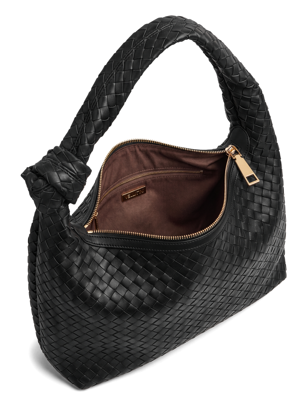 Nodo Black Woven Shoulder Bag
