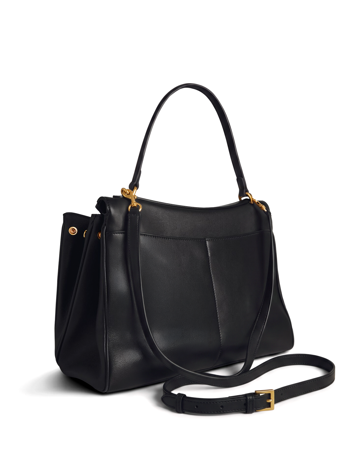 Soluta Black Leather Top Handle Bag
