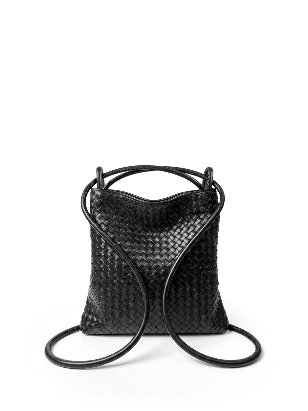 Mini Versa Black Woven Convertible Leather Tote