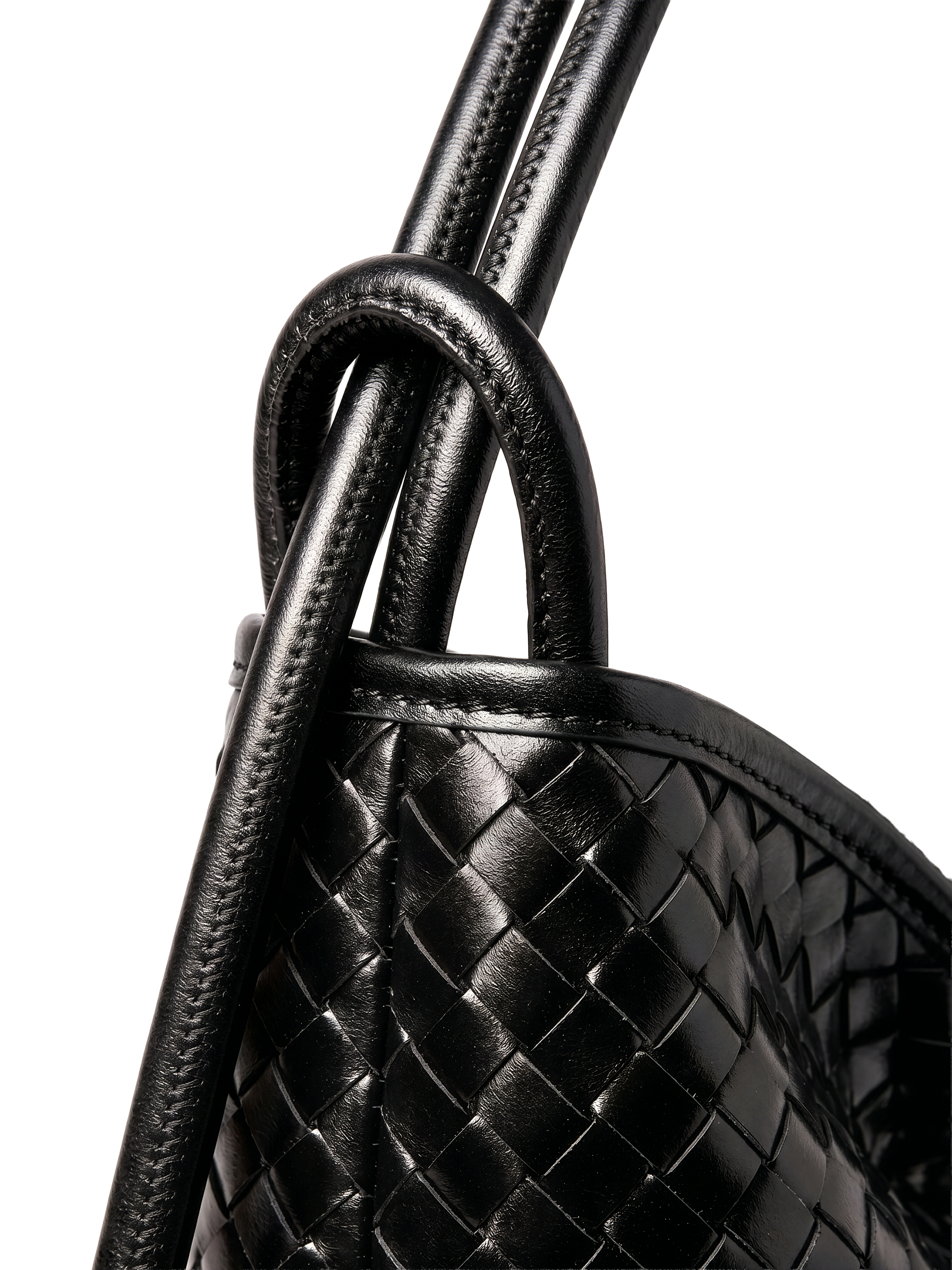 Versa Black Woven Convertible Leather Tote