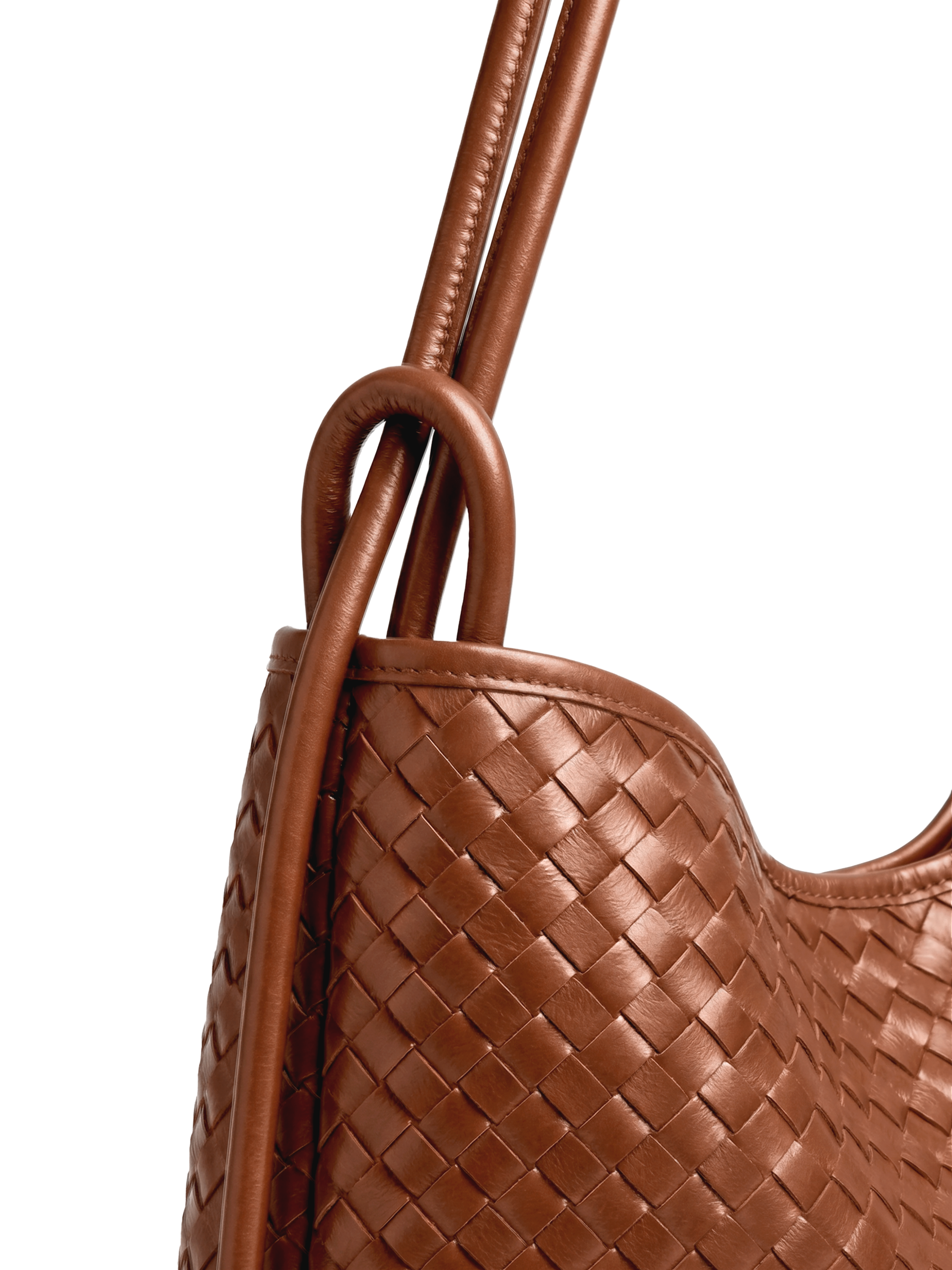 Mini Versa Caramel Woven Convertible Leather Tote
