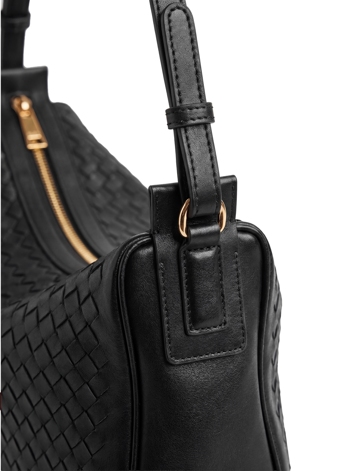Vinci Black Woven Top Handle Bag