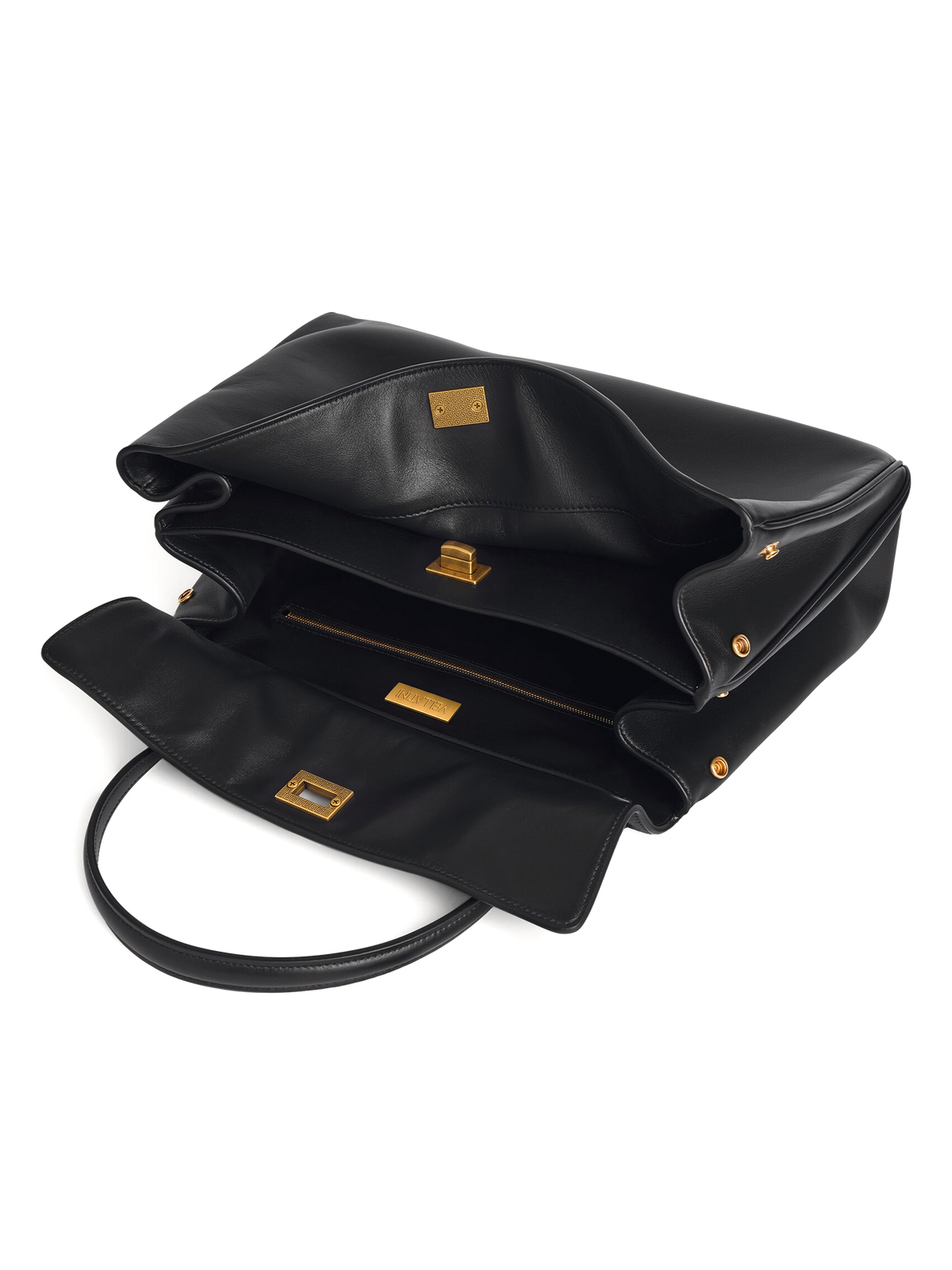 Soluta Black Leather Top Handle Bag