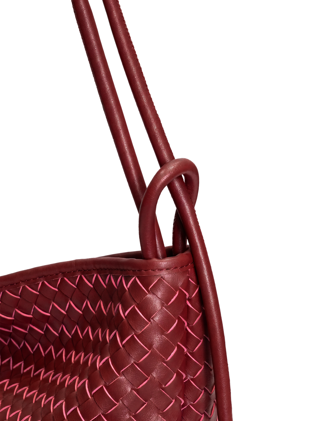 Versa Burgundy Woven Convertible Leather Tote