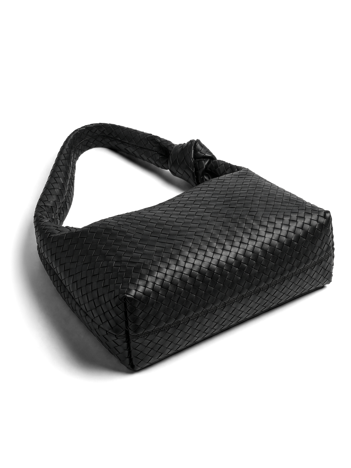 Nodo Black Woven Shoulder Bag