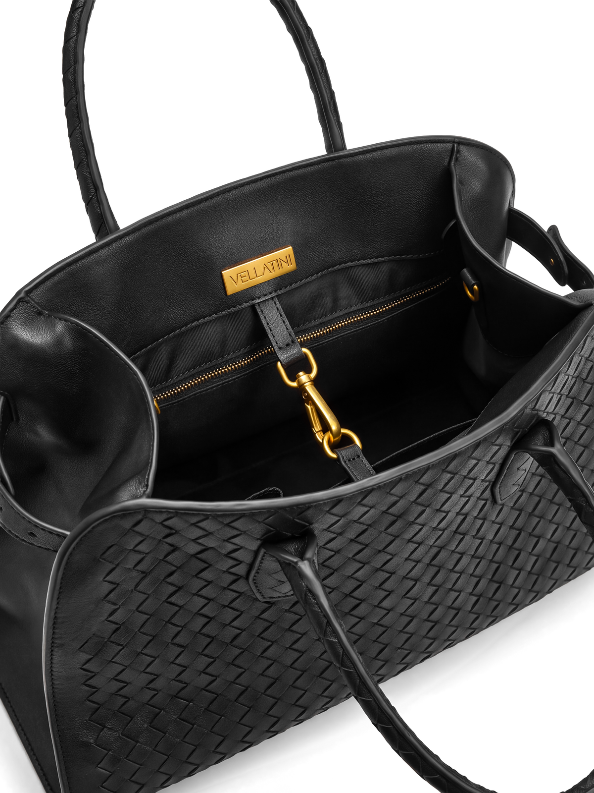 Forte Black Woven Top Handle Bag