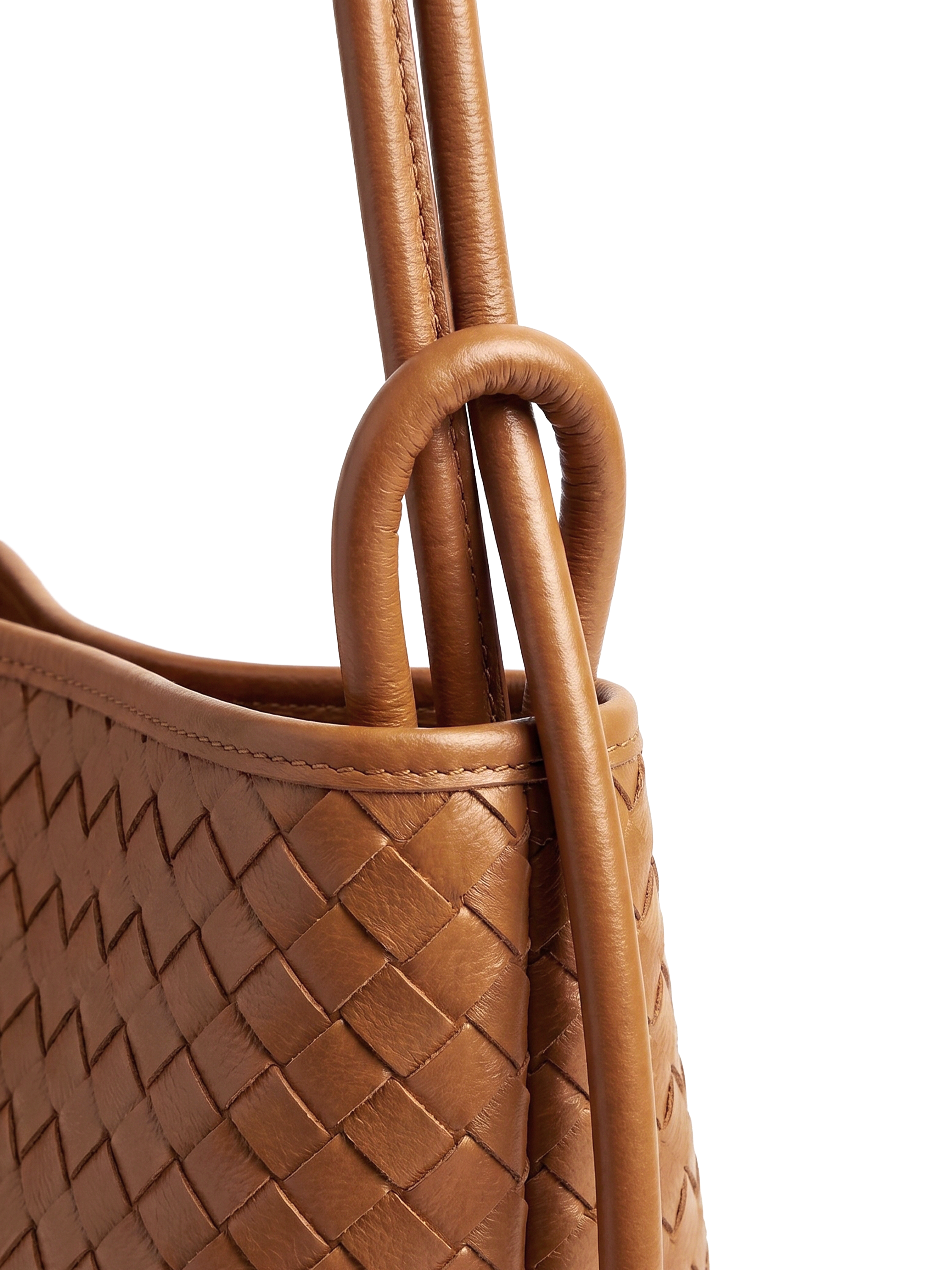 Mini Versa Tan Woven Convertible Leather Tote