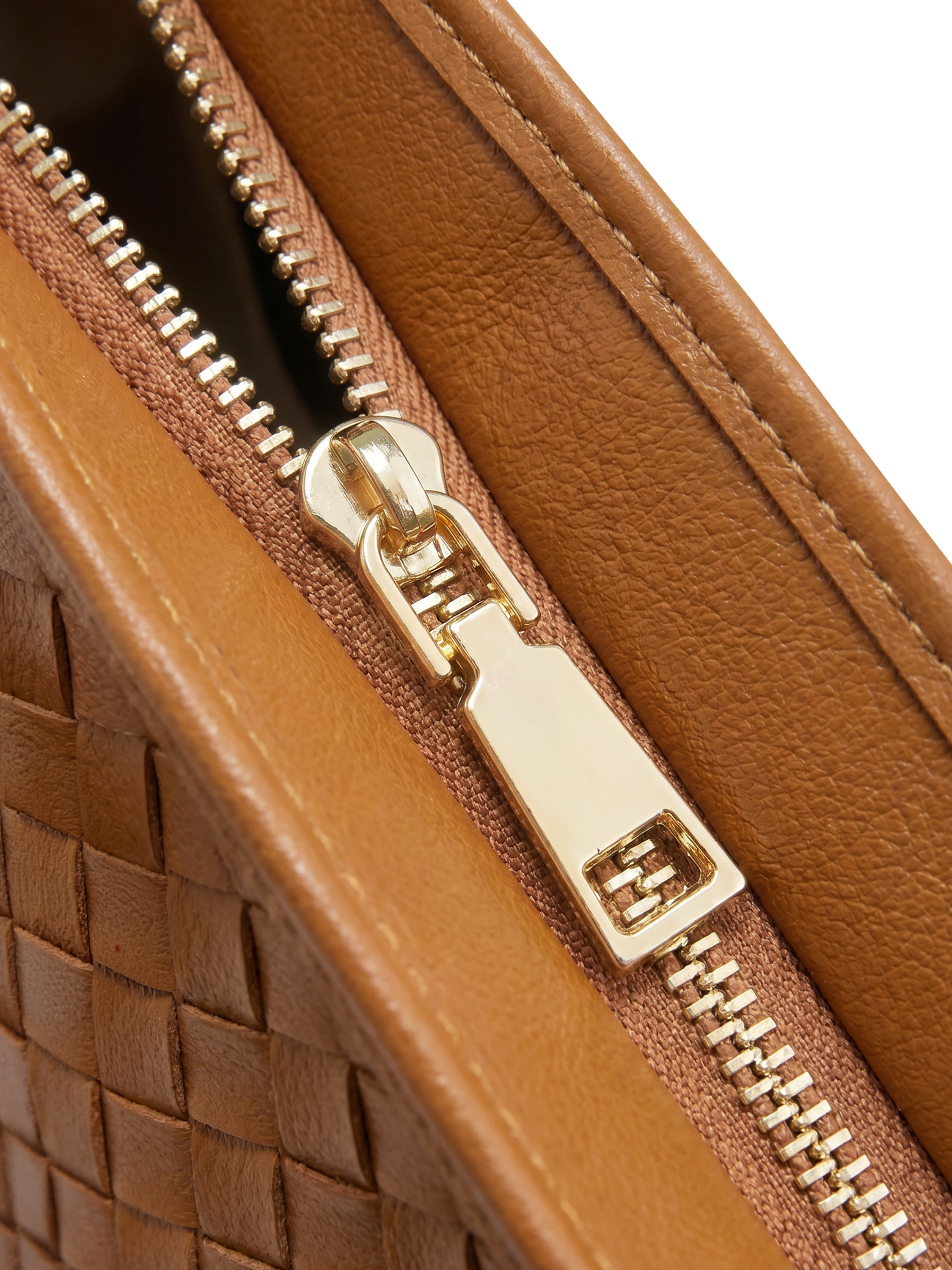 Mini Versa Tan Woven Convertible Leather Tote