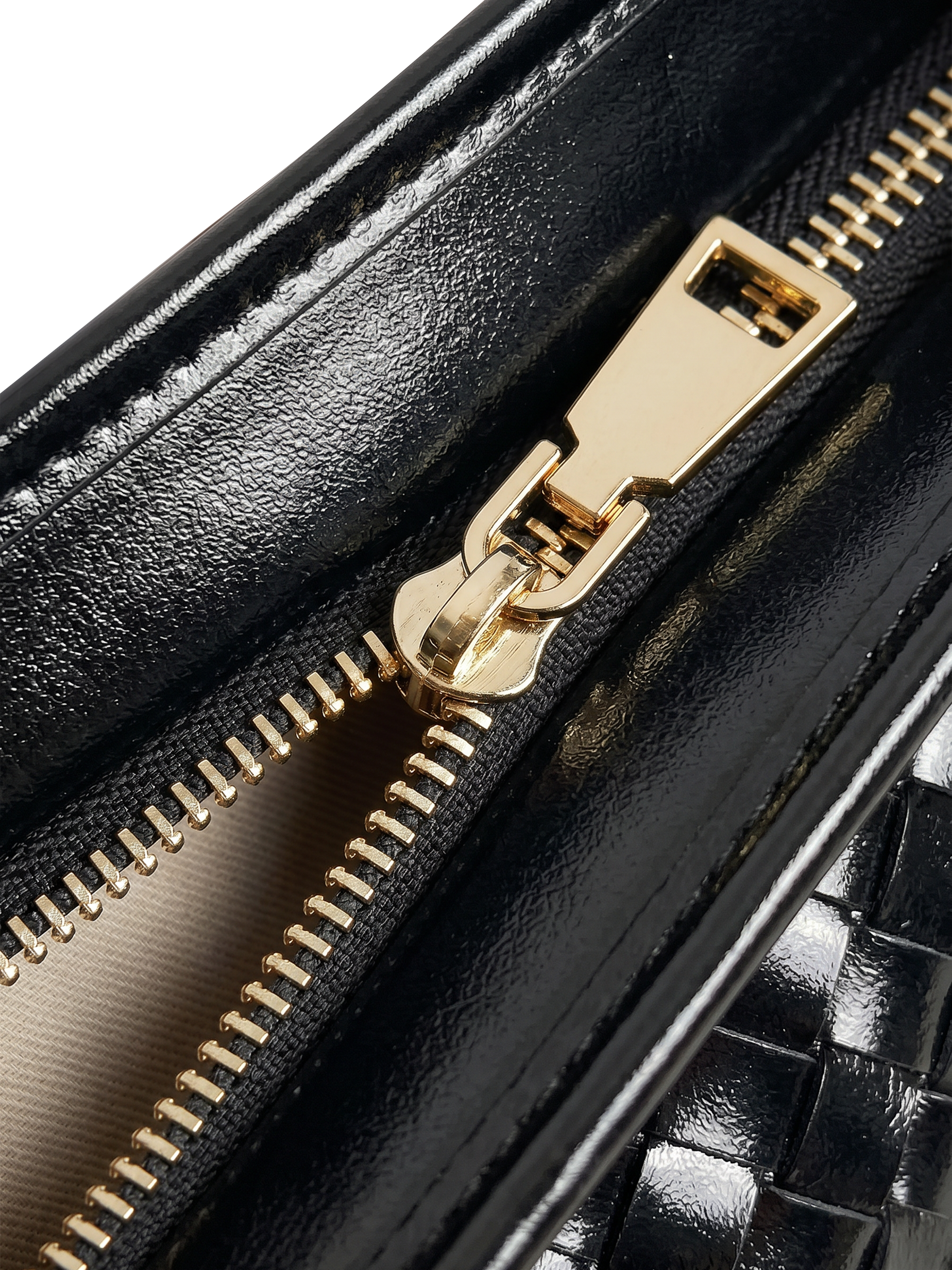 Versa Black Woven Convertible Leather Tote