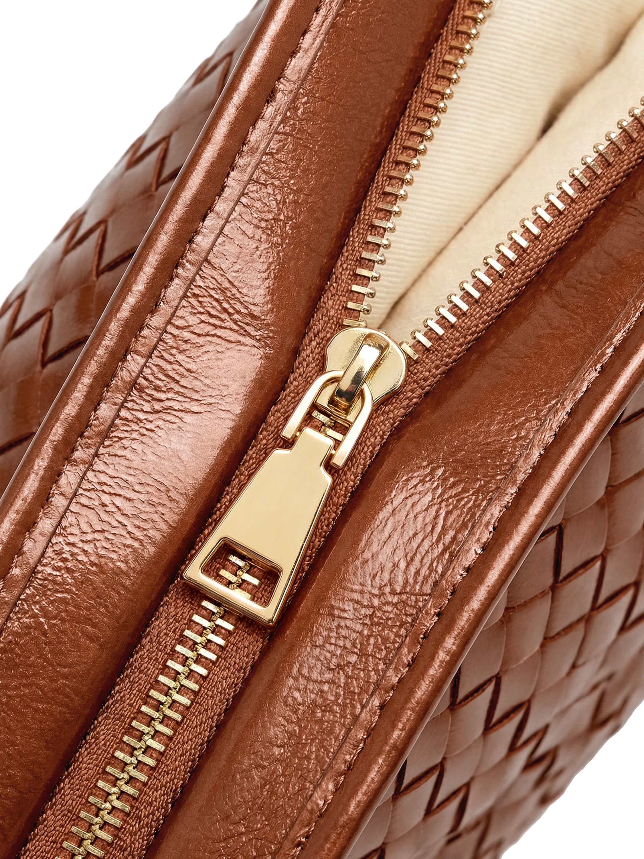 Mini Versa Caramel Woven Convertible Leather Tote