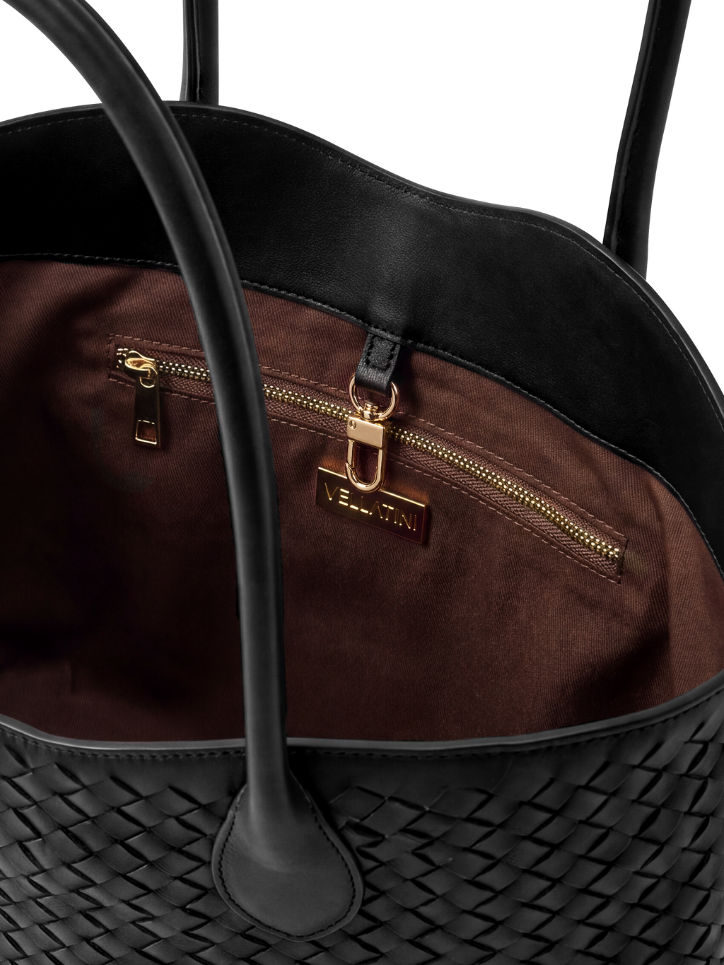 Lumen Black Woven Leather Tote Bag