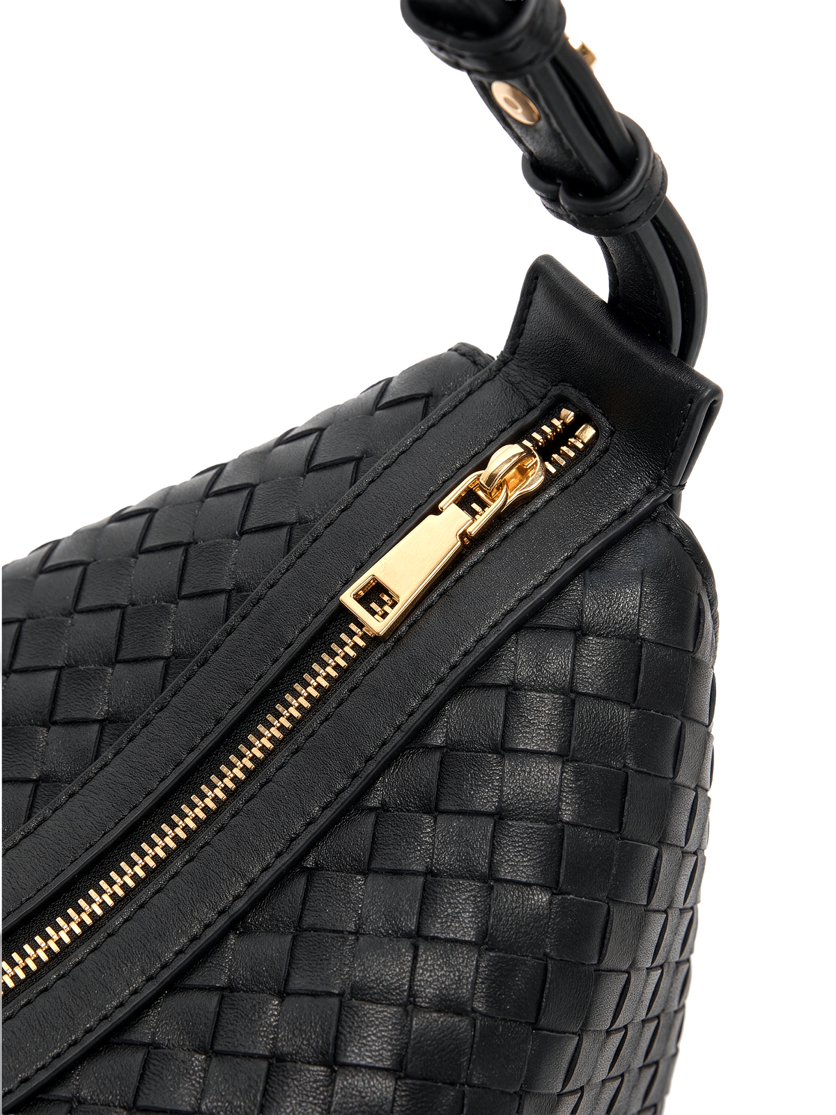 Vinci Black Woven Top Handle Bag