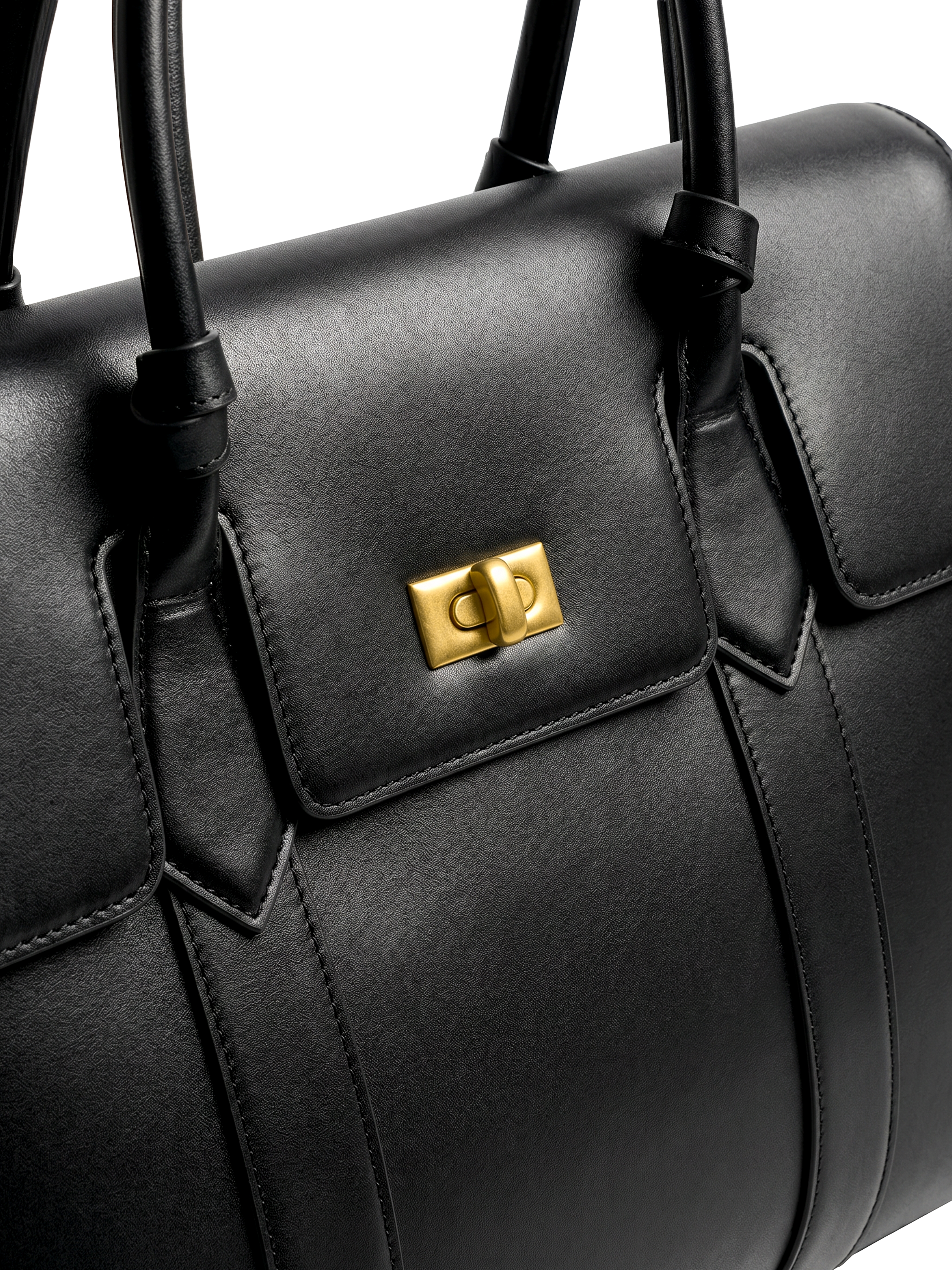 Domus Black Top Handle Bag