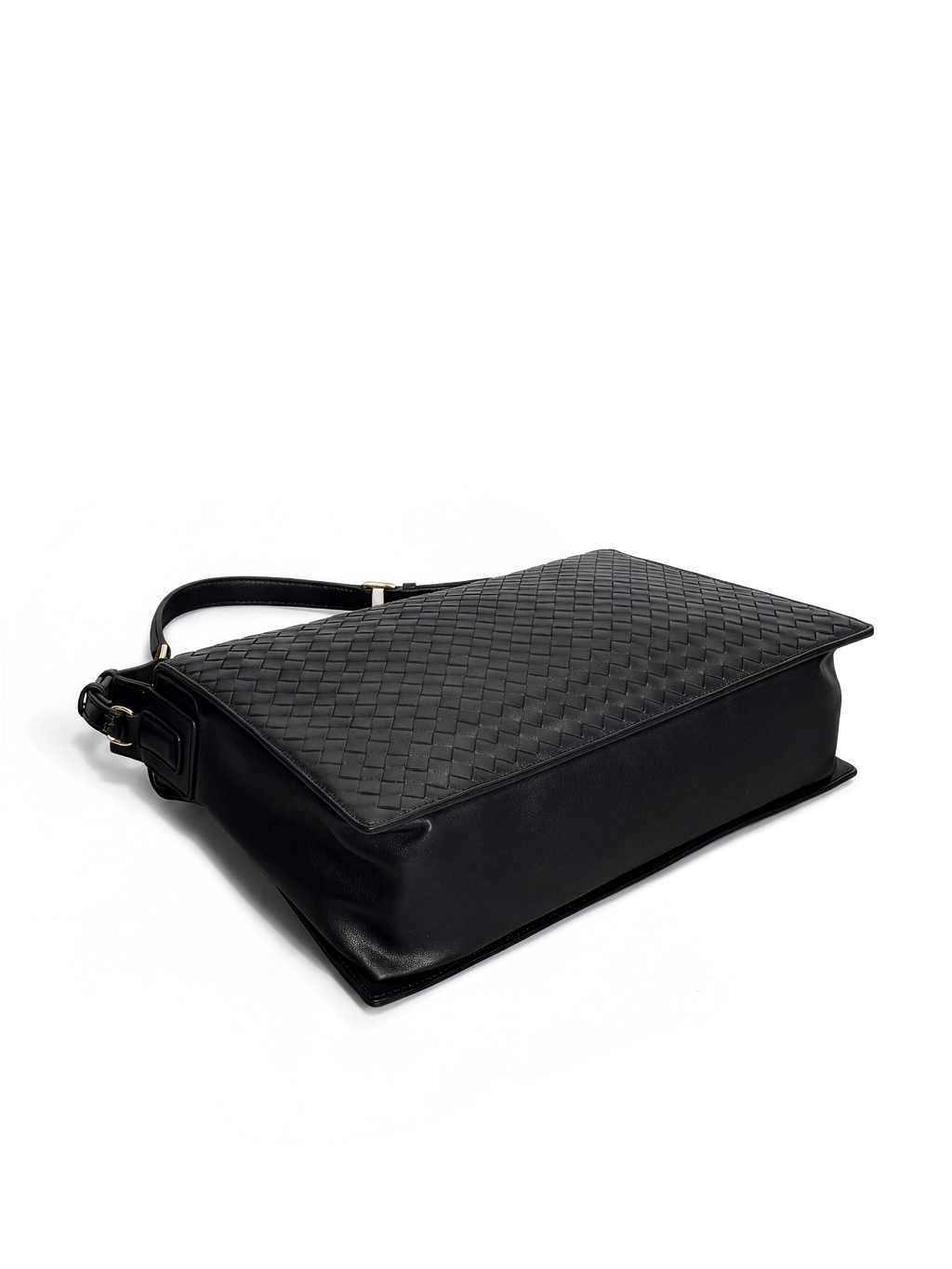Vinci Black Woven Top Handle Bag