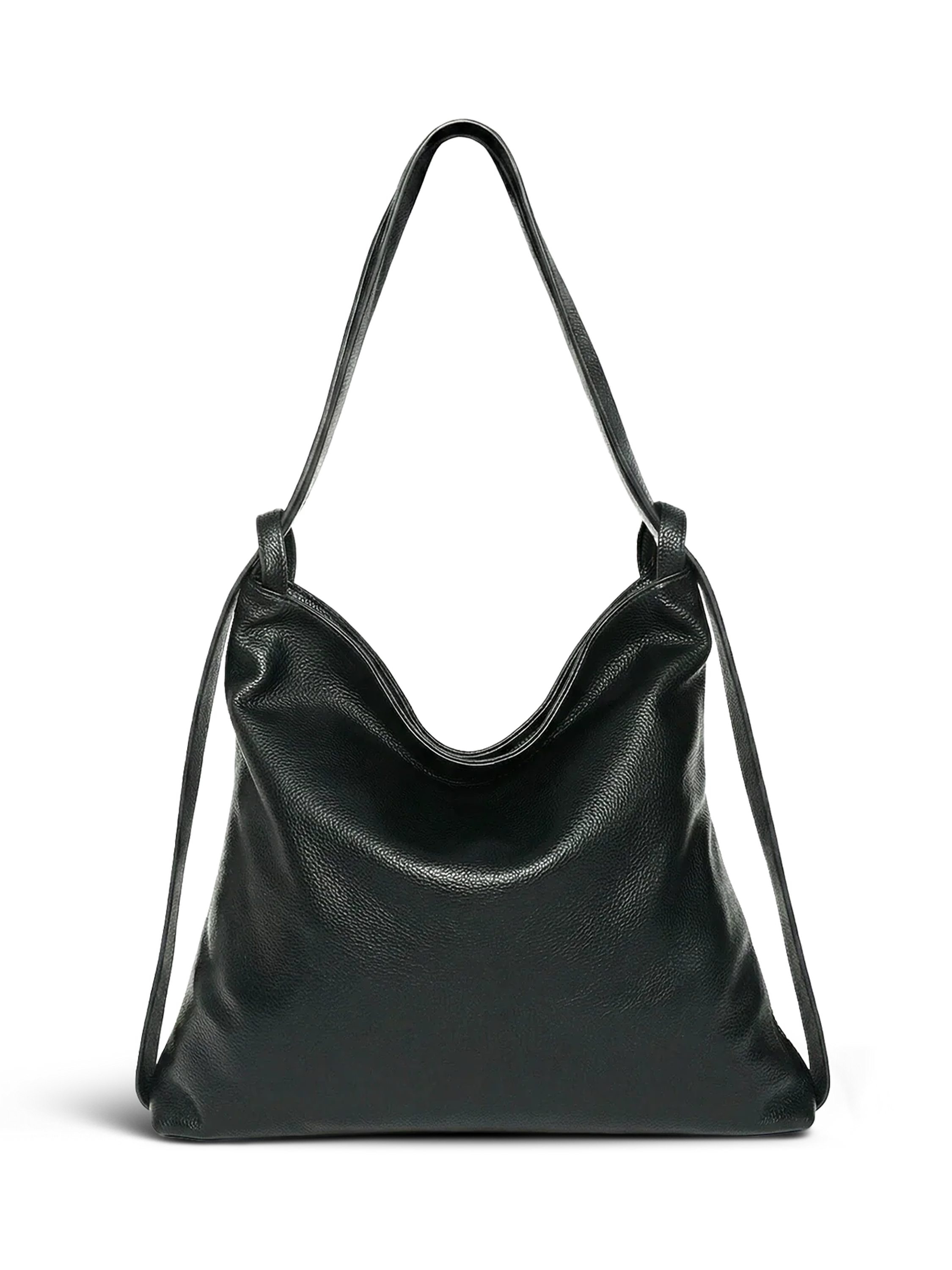 Versa Black Convertible Leather Tote