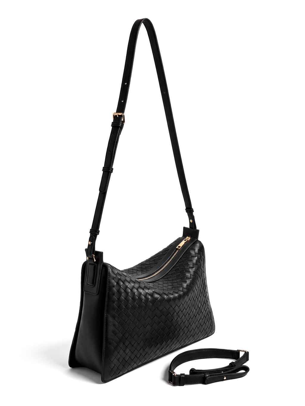 Vinci Black Woven Top Handle Bag